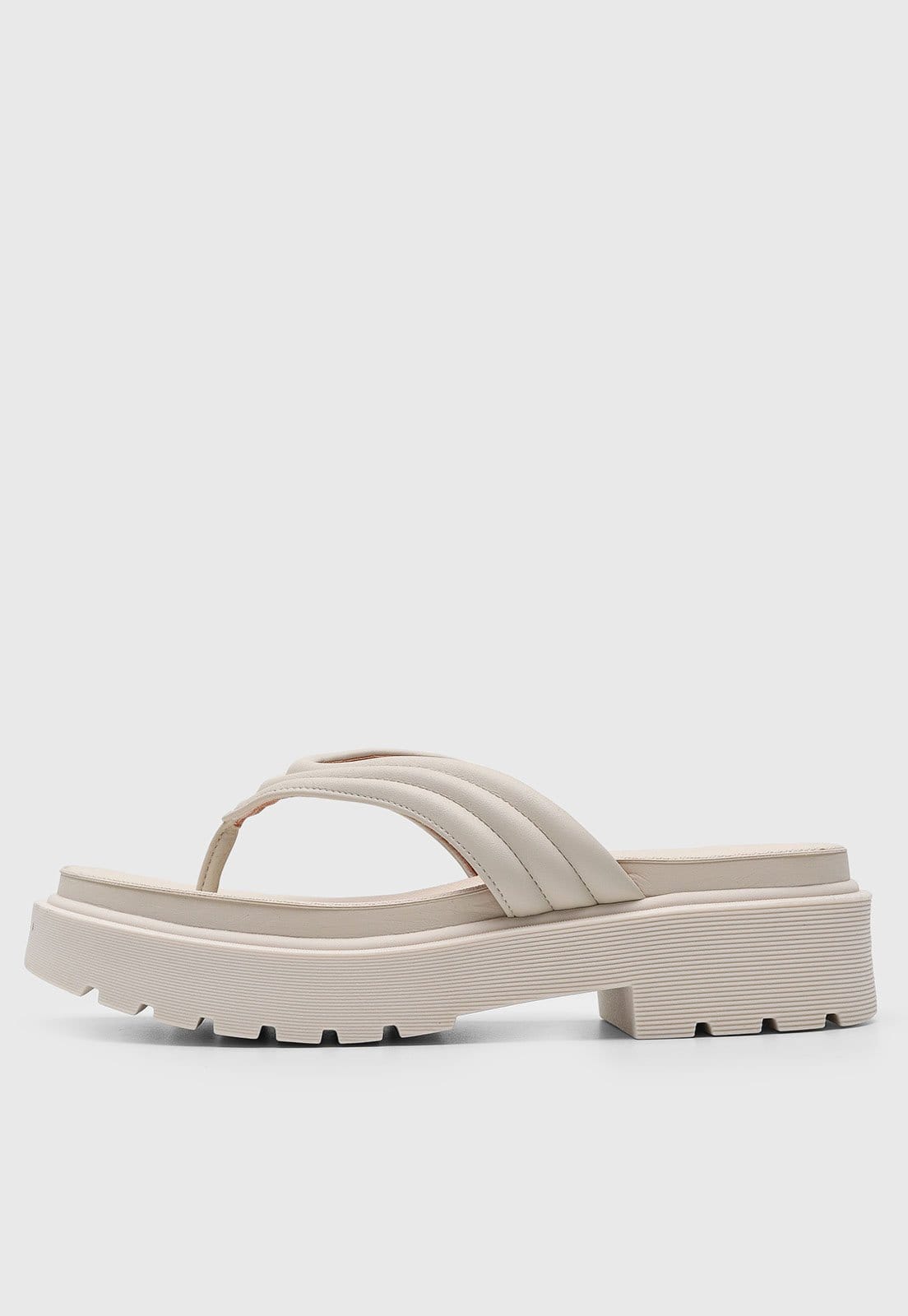 Vista principal Sandália Feminina Vizzano Salto Médio Bloco Acolchoada Off-White VIZZANO off-white white