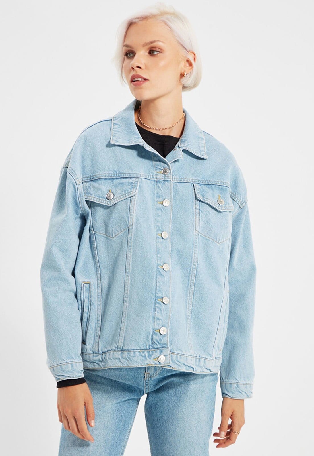 Vista principal Jaqueta Jeans Trendyol Collection Bolsos Trendyol Collection azul