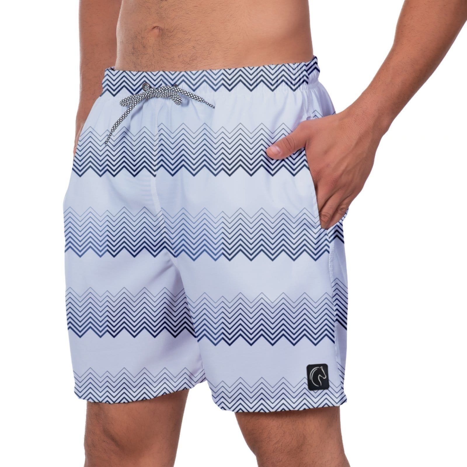 Vista principal Short Praia Premium Masculino Academia Fitness Caminhada Estampado Moda Corrida Esporte Estilo Conforto W2 W2 STORE branco/cinza/grafite/listra/listrado