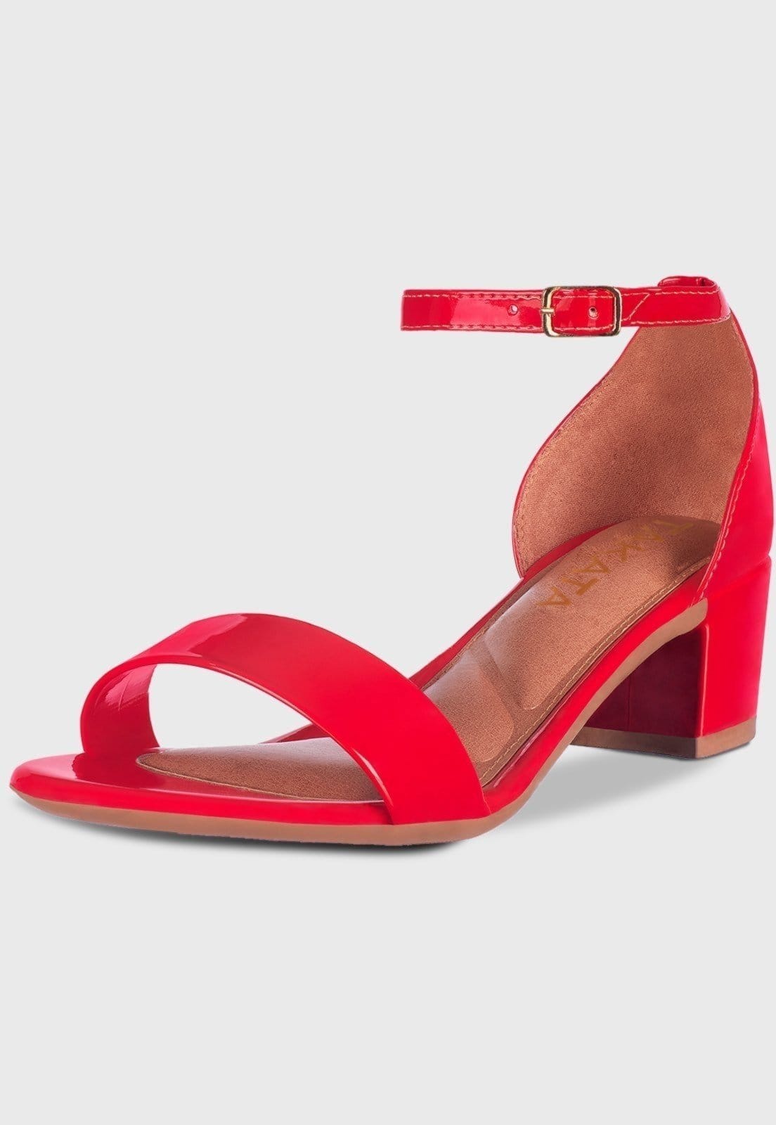 Sandalia Feminina Casual Salto Baixo Bloco Verniz