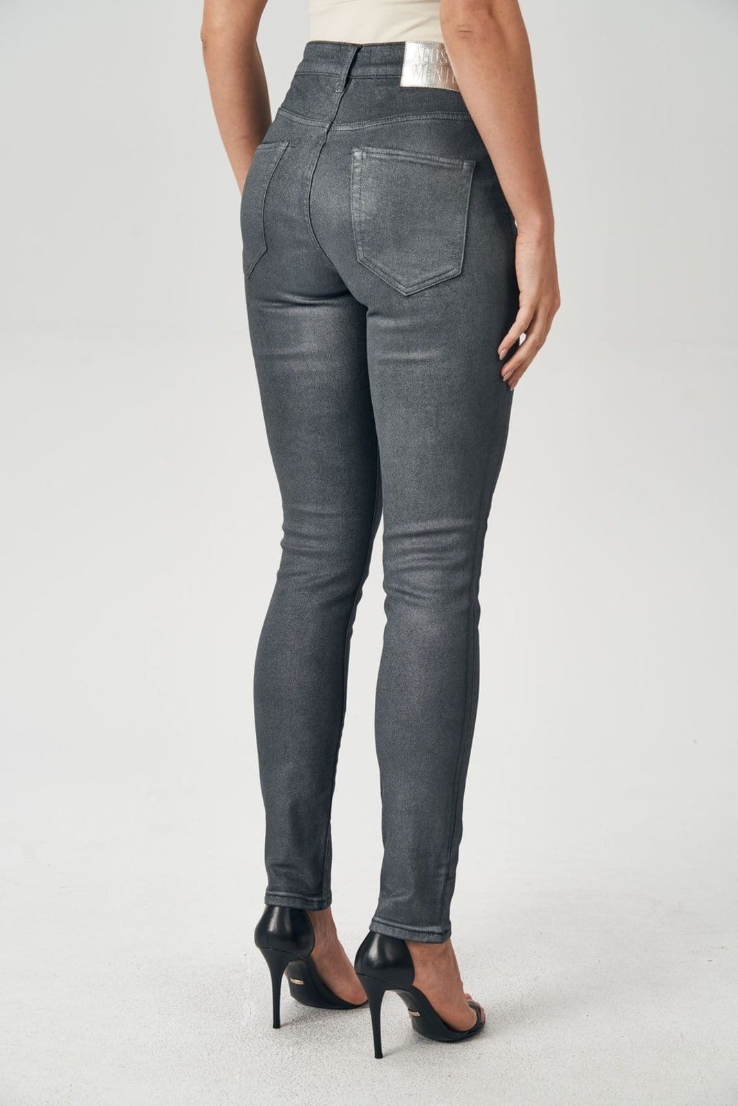 Vista 2 Calça Jeans Skinny Marmorizada Feminina Acostamento ACT FEMININO grafite