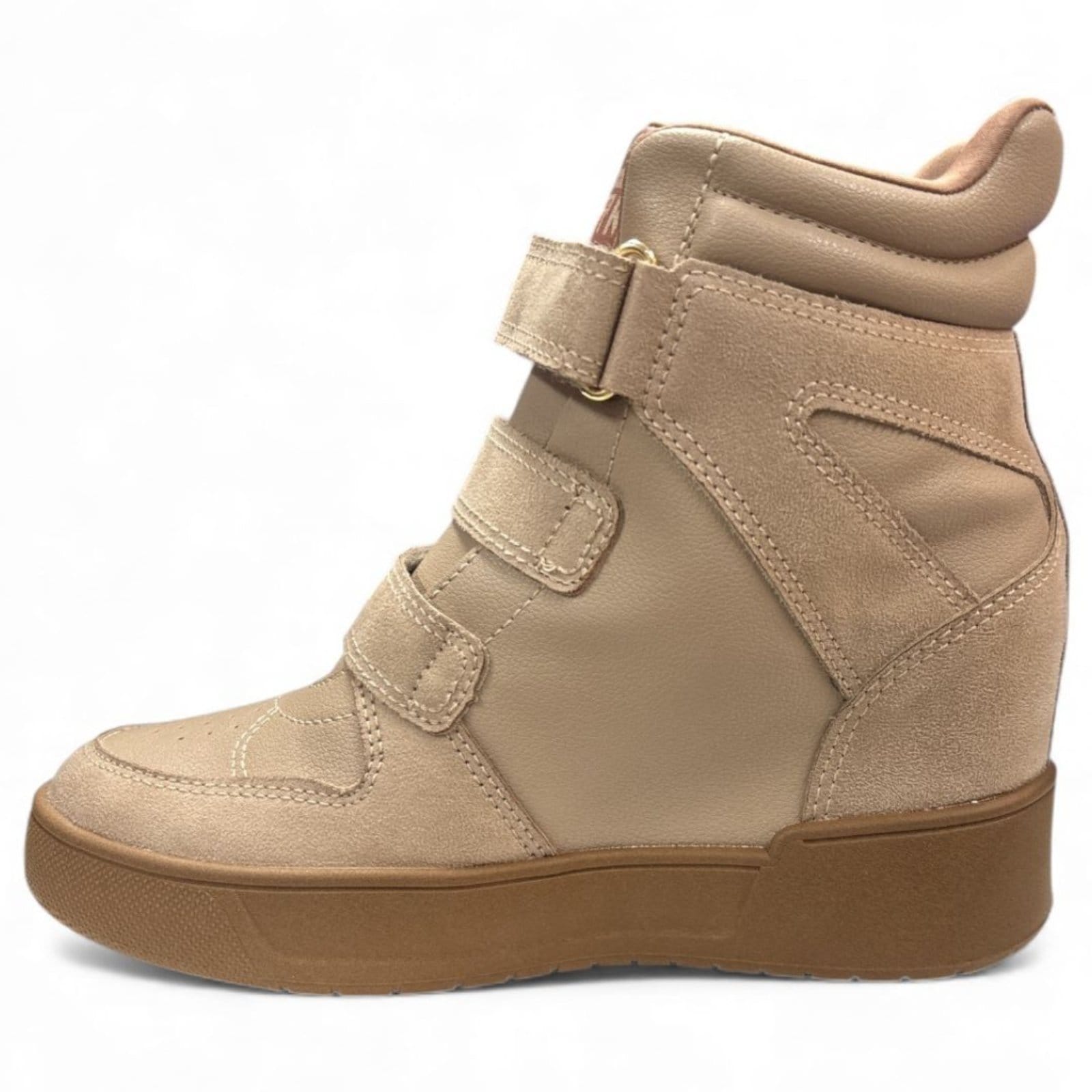 Vista 2 Bota Sneaker Retrô Mocca Anabela Embutida Ramarim 2591202-2 RAMARIM bege mocca