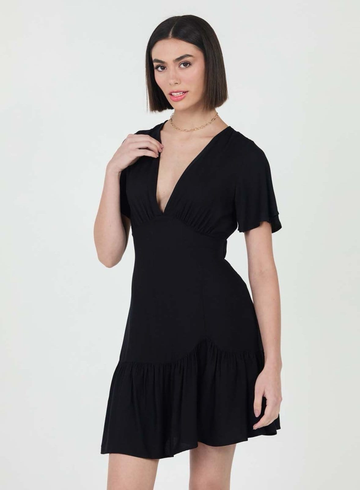Vista principal Vestido Comfort com Decote em V Colcci CLC Colcci CLC preto