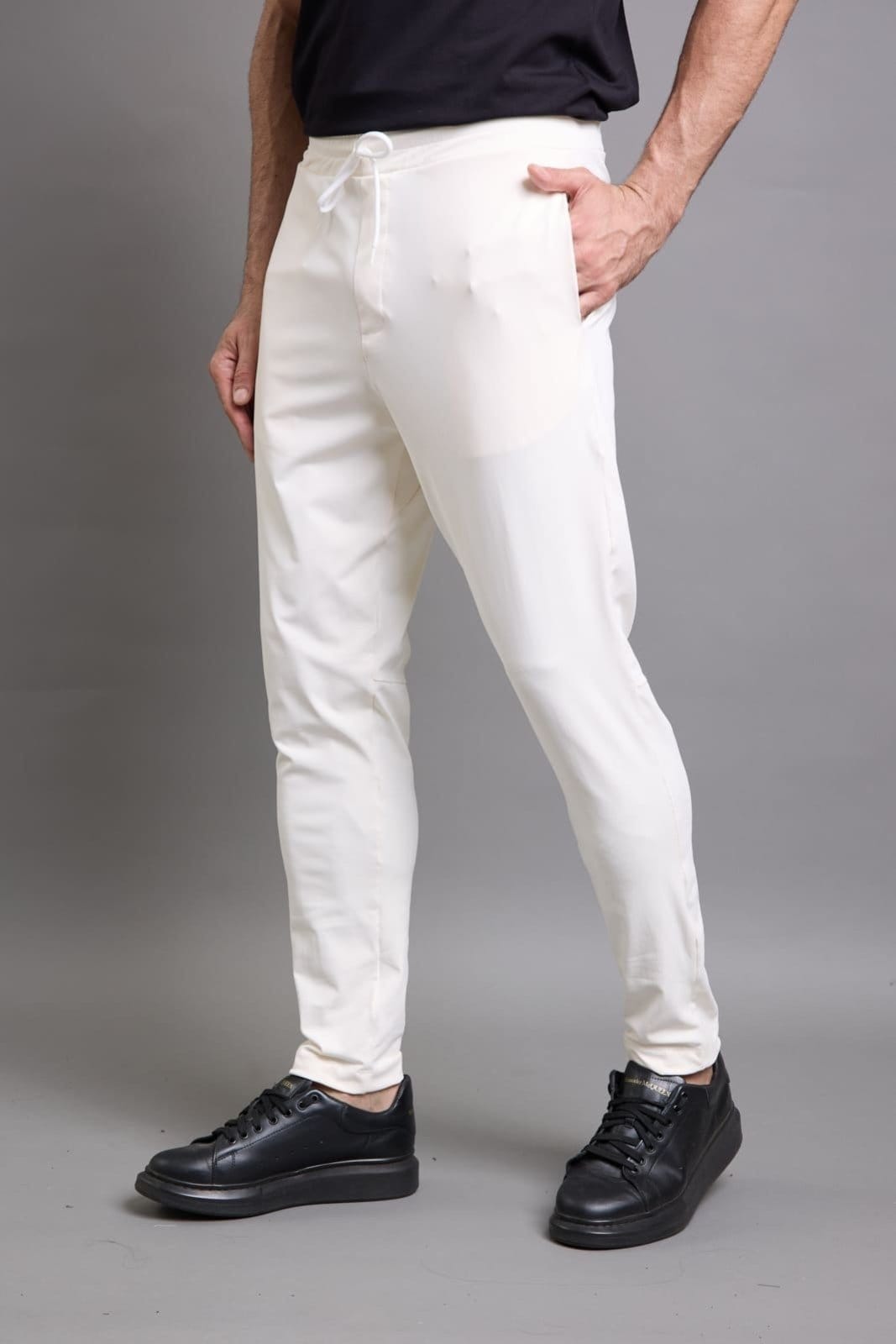 Vista principal Calça Casual Flexível Masculina em Poliamida Dialogo Jeans Off-White DIALOGO off-white white