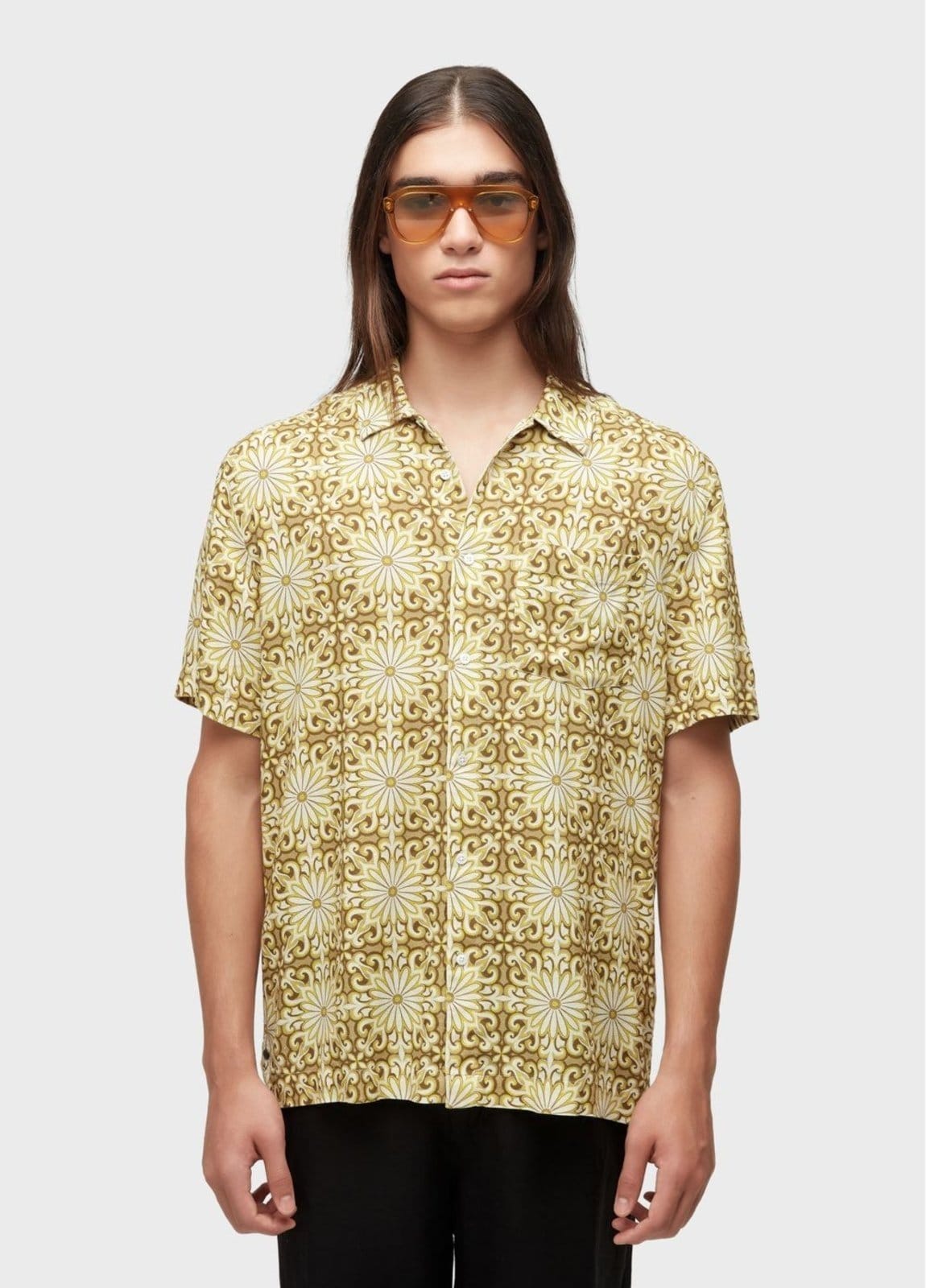 Vista principal Camisa garden tile Osklen amarelo