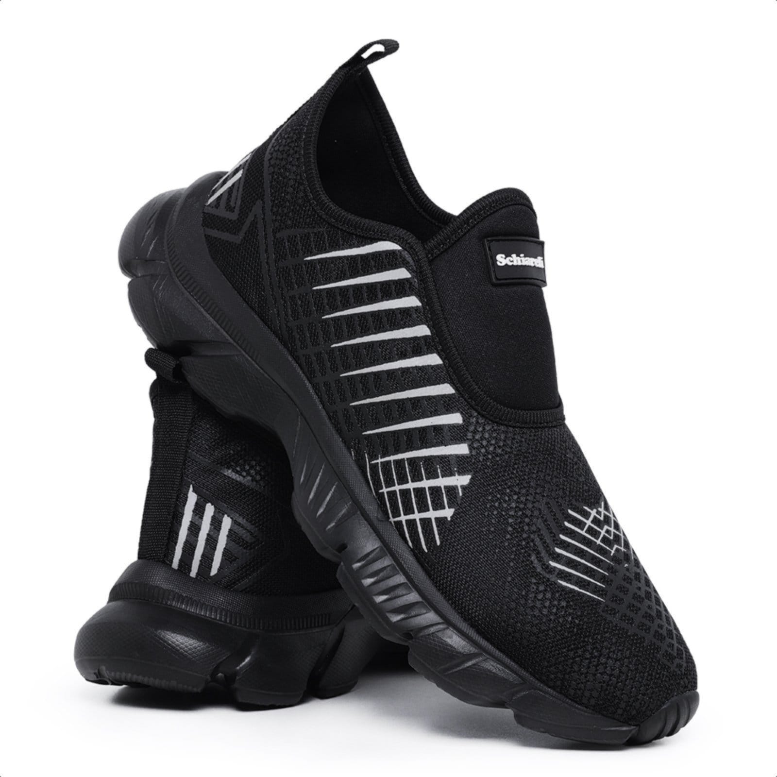 Vista principal Tênis Masculino Esportivo Academia Caminhada Macio Leve Confortável Sch 545 Sola Preta Schiareli preto