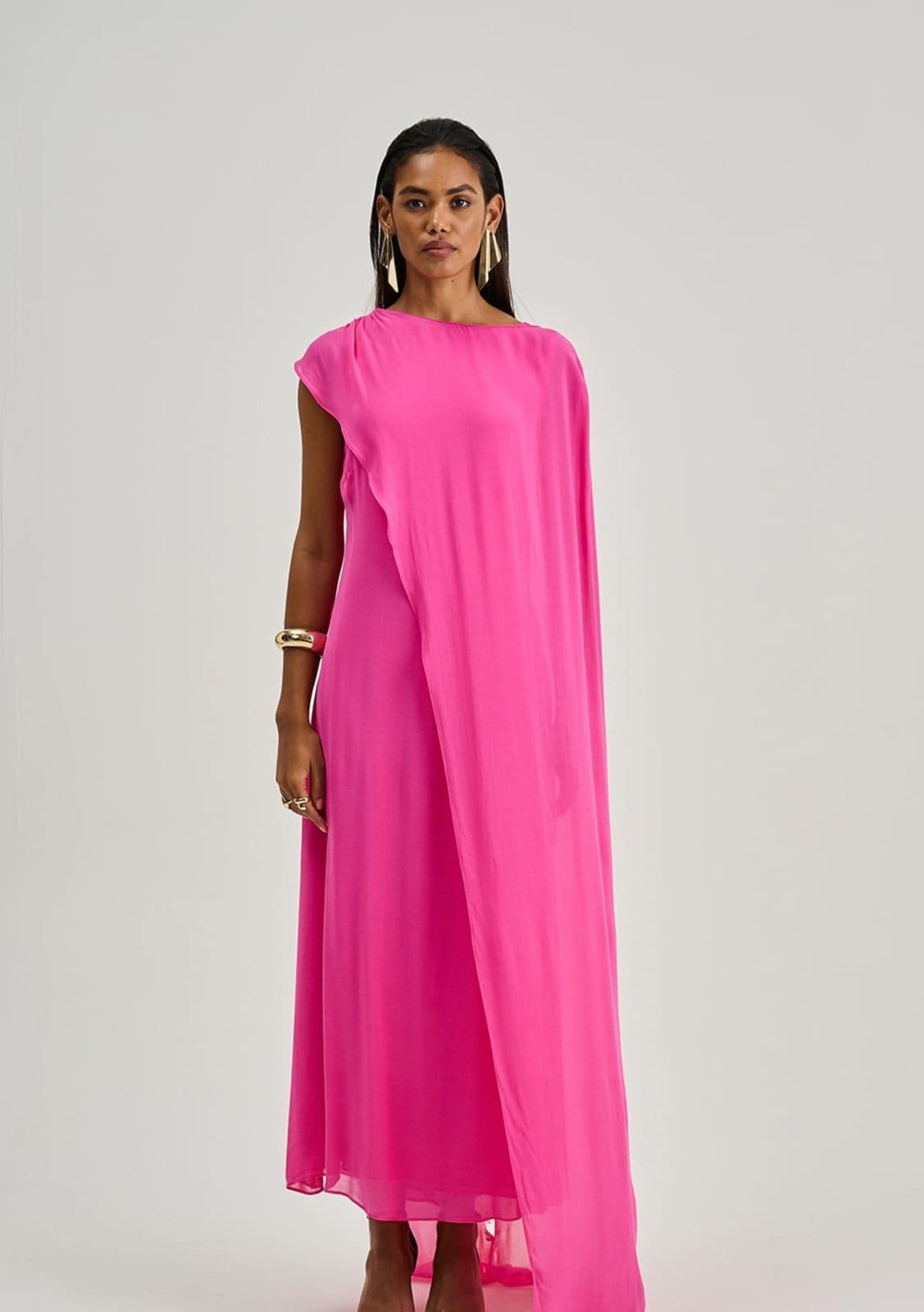 Vista 2 Vestido Iódice Ajustado Decote Careca Sem Manga Midi IÓDICE vermelho