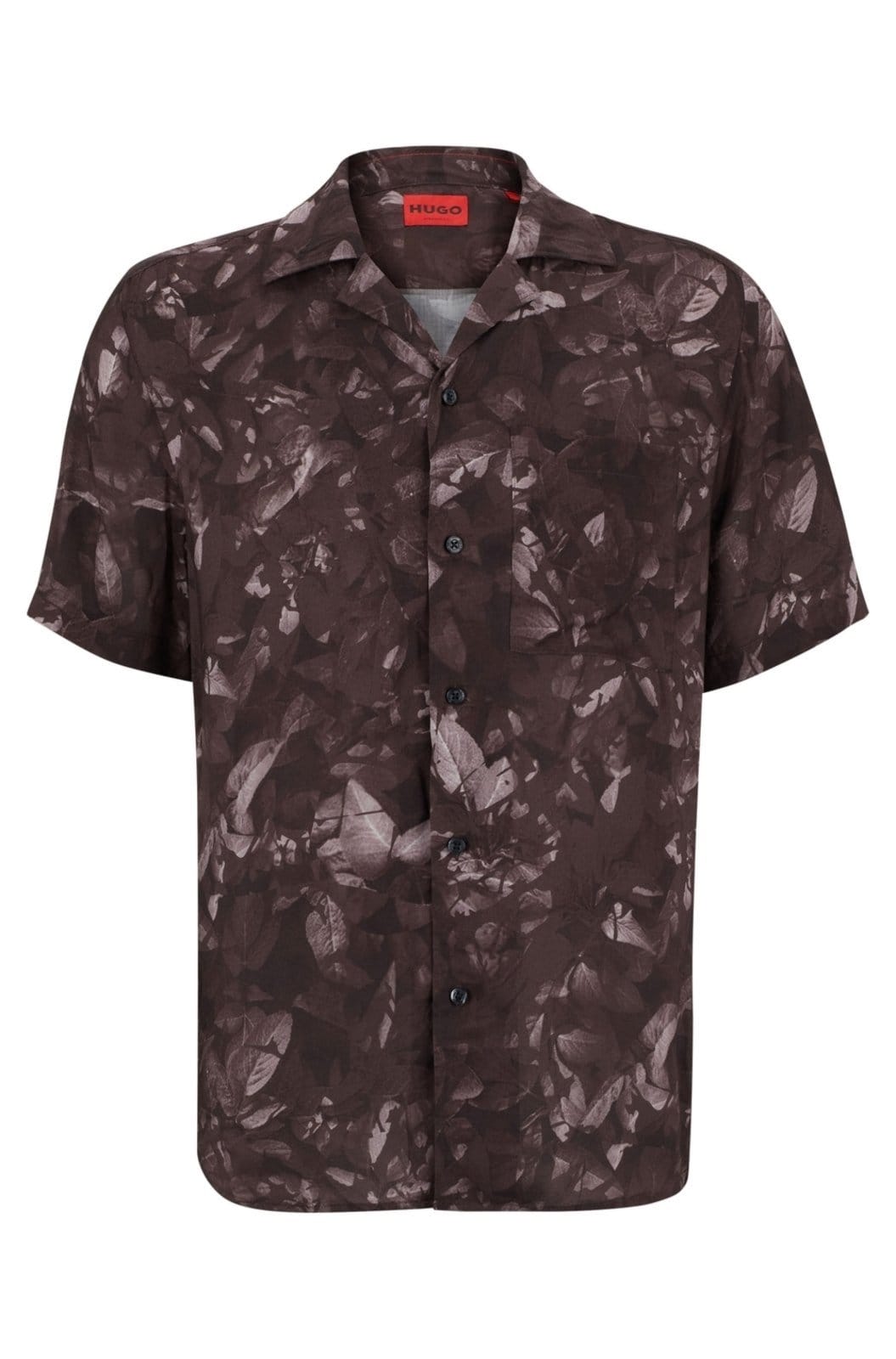 Vista principal Camisa Manga Curta Oversized Com Estampa Floral HUGO marrom