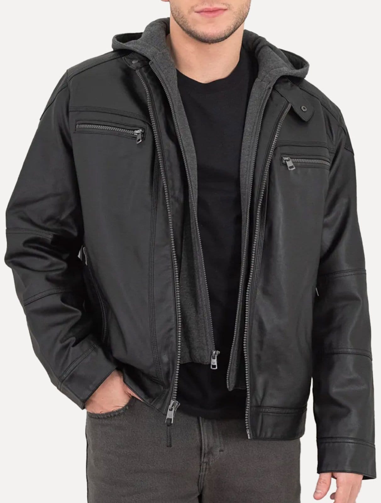 Jaqueta Calvin Klein Hooded PU Pocket Preta