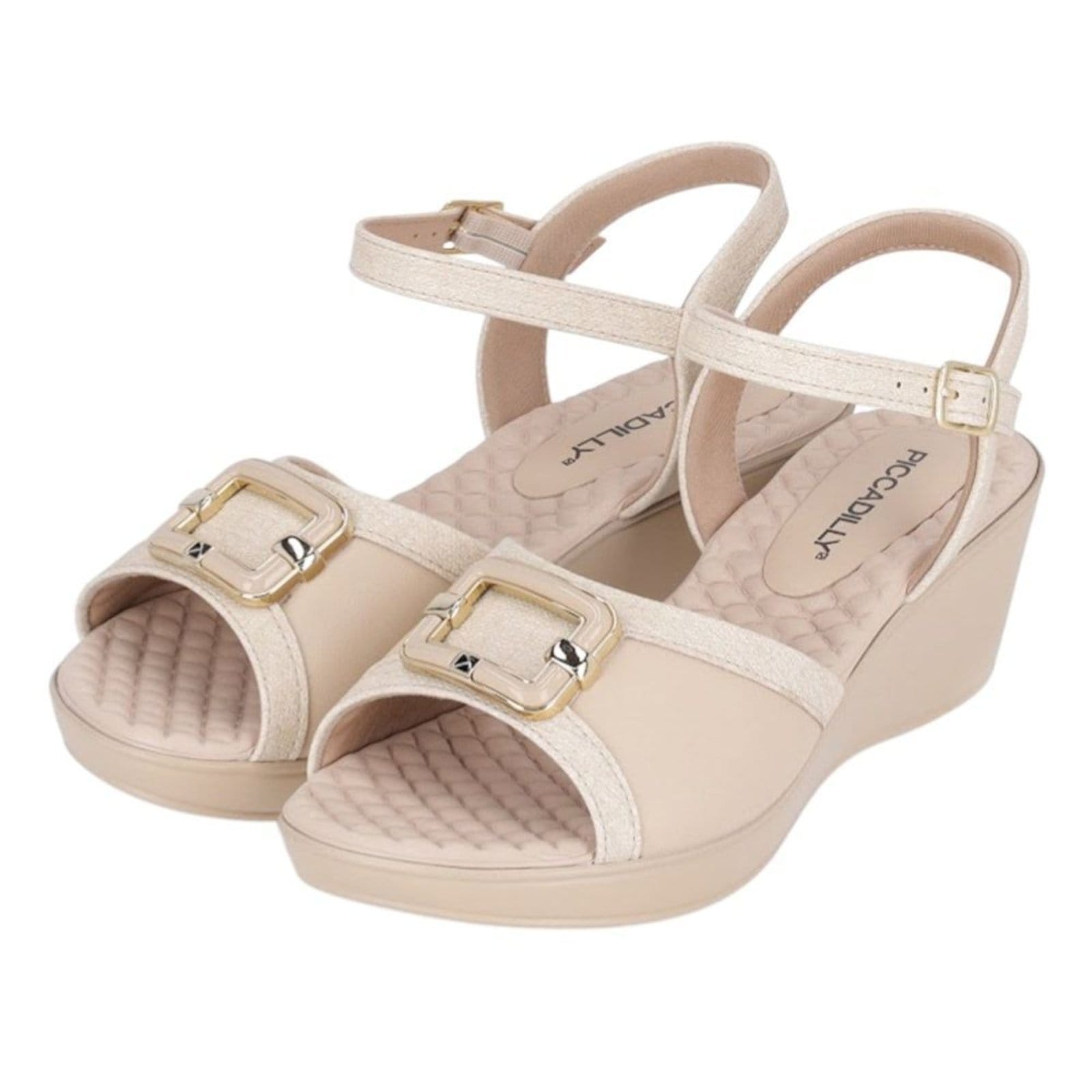 Vista 2 Sandália Piccadilly Cecilia Salto Anabela Feminino Piccadilly bege