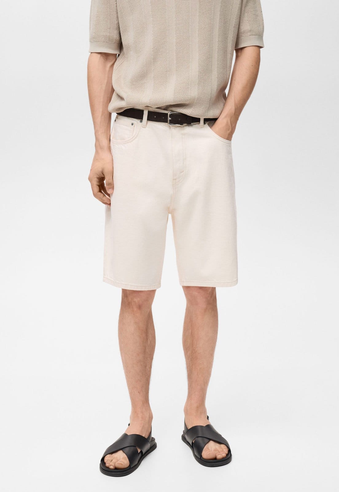 Bermuda Jeans MANGO Reta Color Off-White