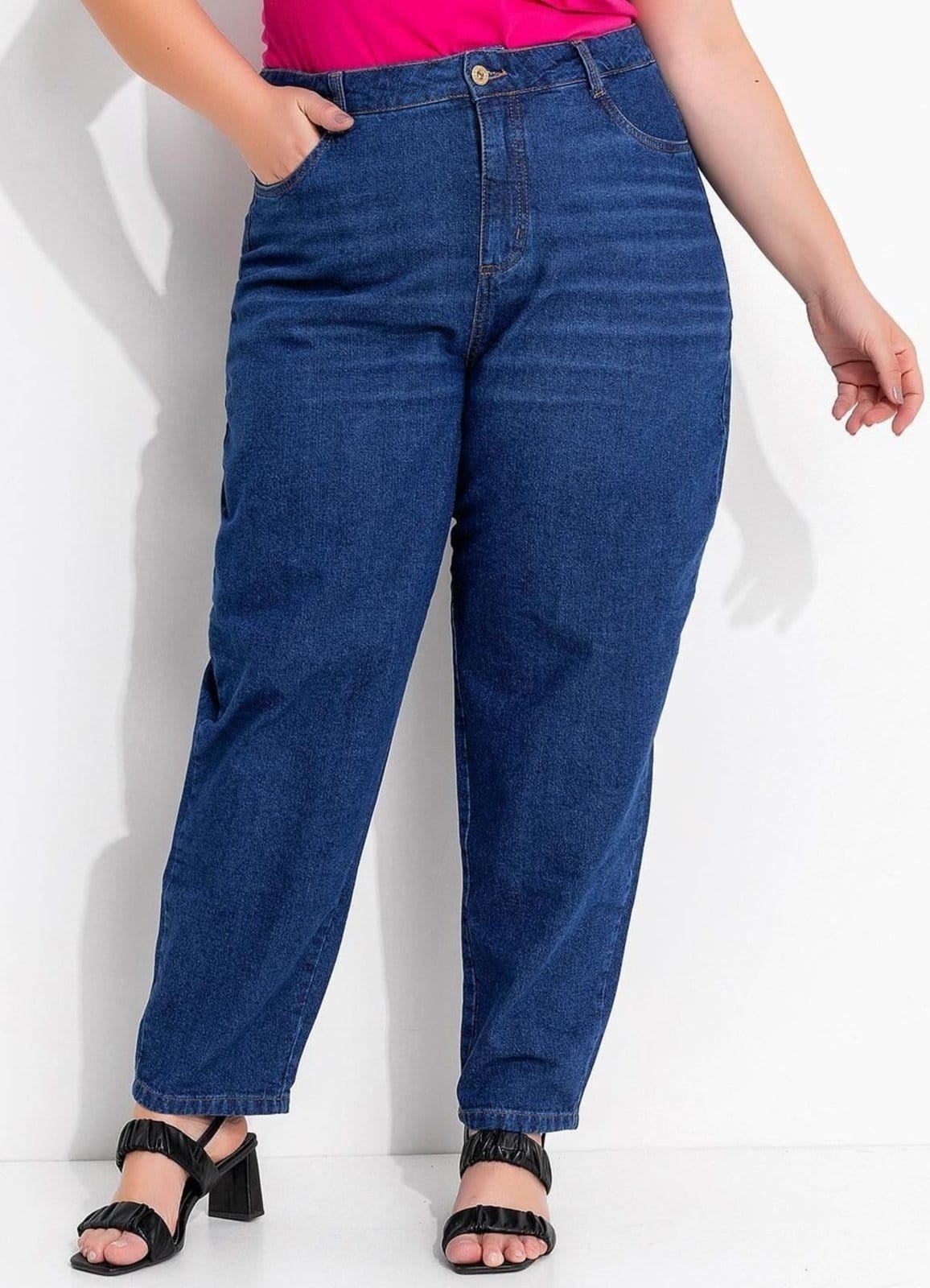 Vista principal Calça Em Jeans Jeans Escuro Marguerite azul