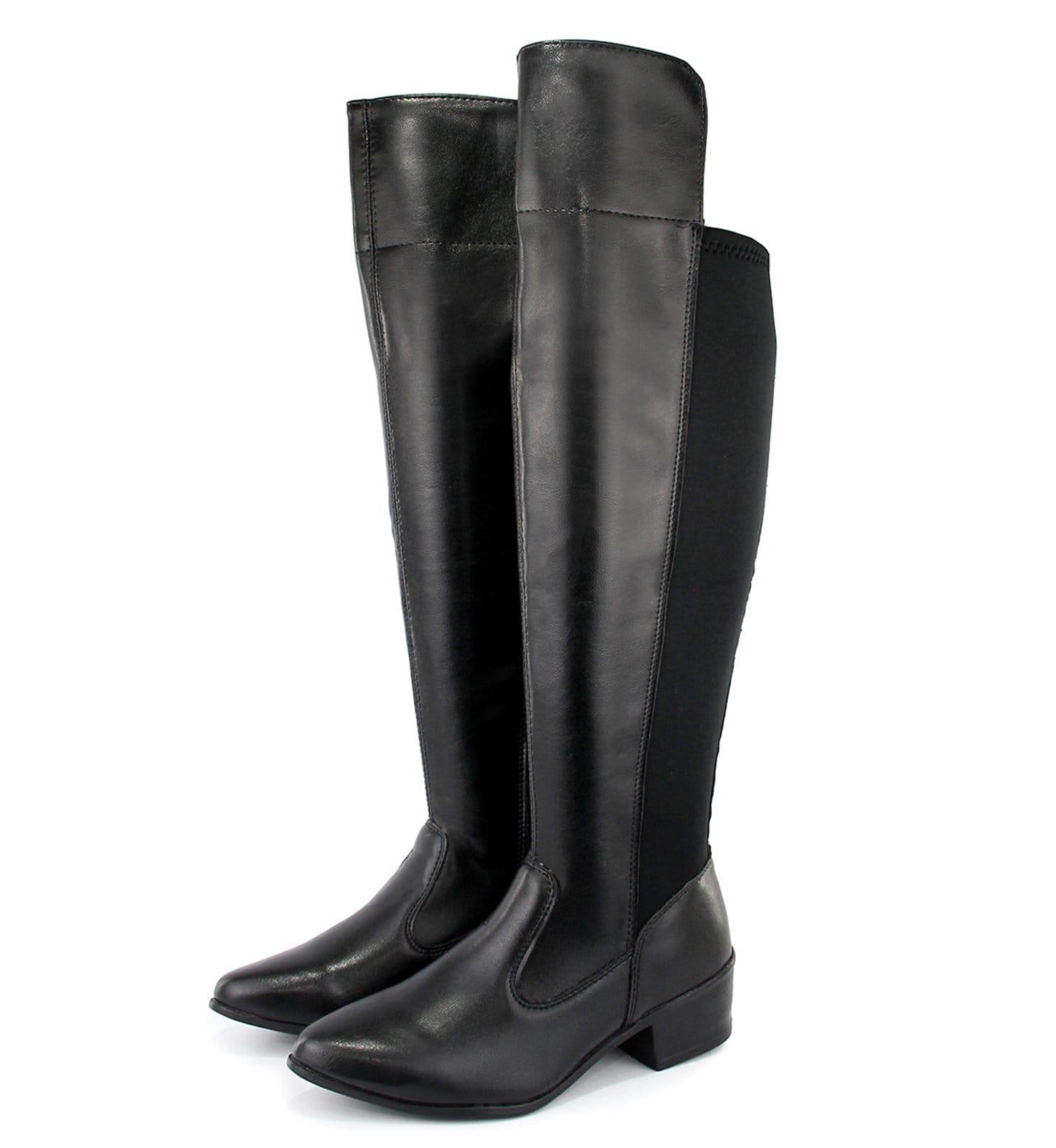 Vista 2 Bota Montaria Feminina Cano Longo Salto Baixo Zíper Yes Basic preto