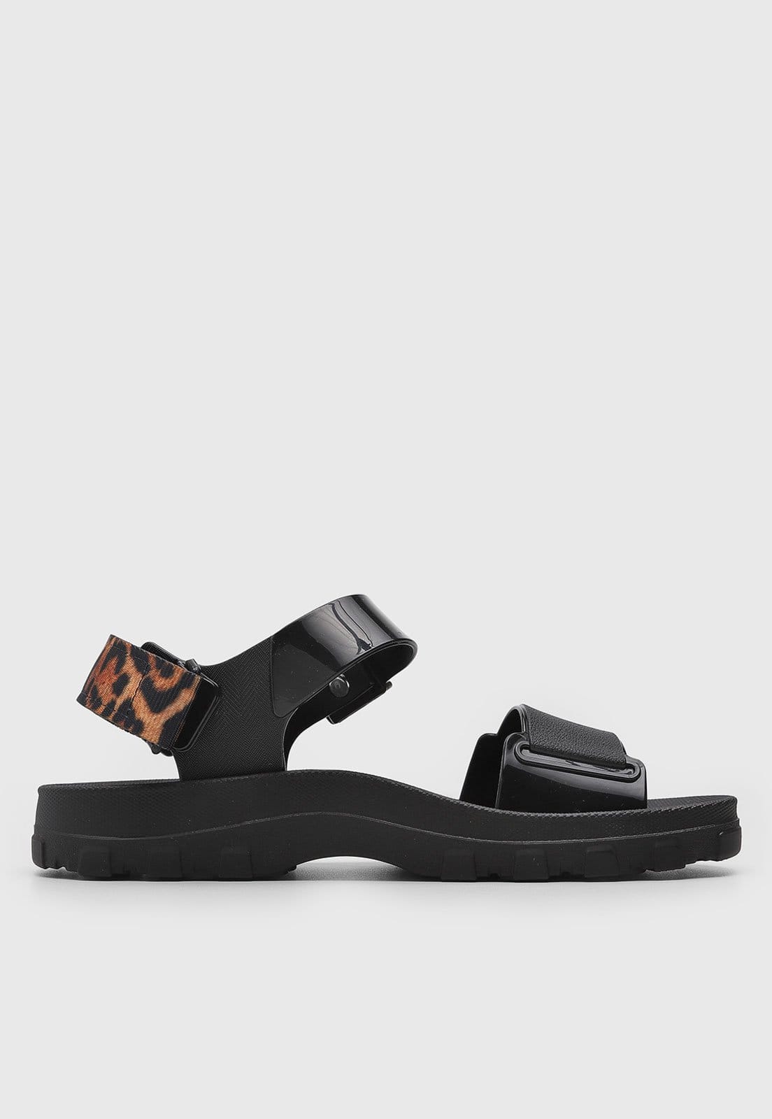 Vista 2 Sandália Baixa Feminina Melissa Animal Print Preta Melissa preto
