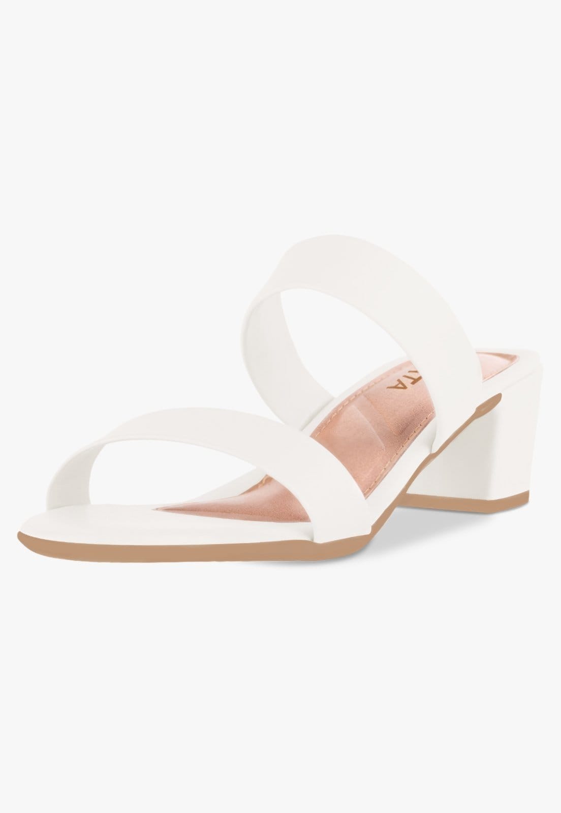 Tamanco Feminino Salto Bloco Baixo Sandalia Mule Off-White