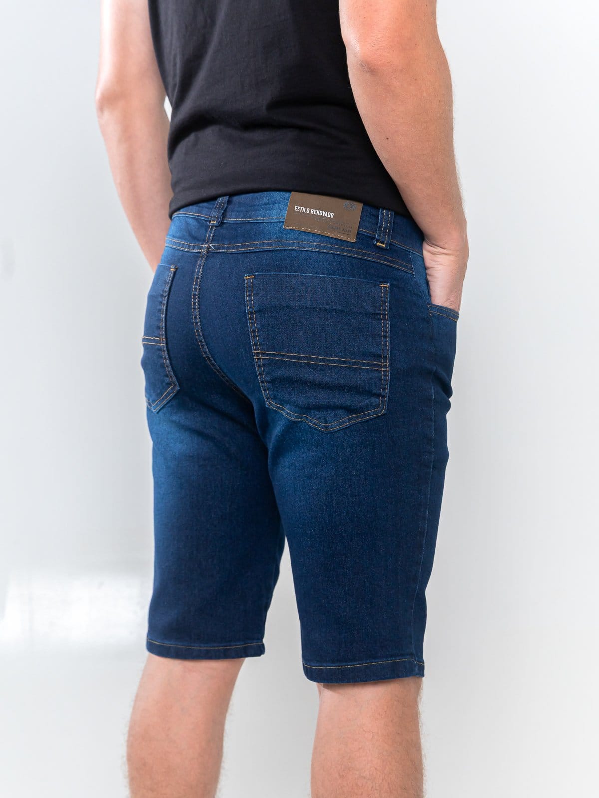 Vista 2 Bermuda Jeans Masculina Escura Kovali Basica e Confortavel KOVALI FASHION STORE azul/azul marinho