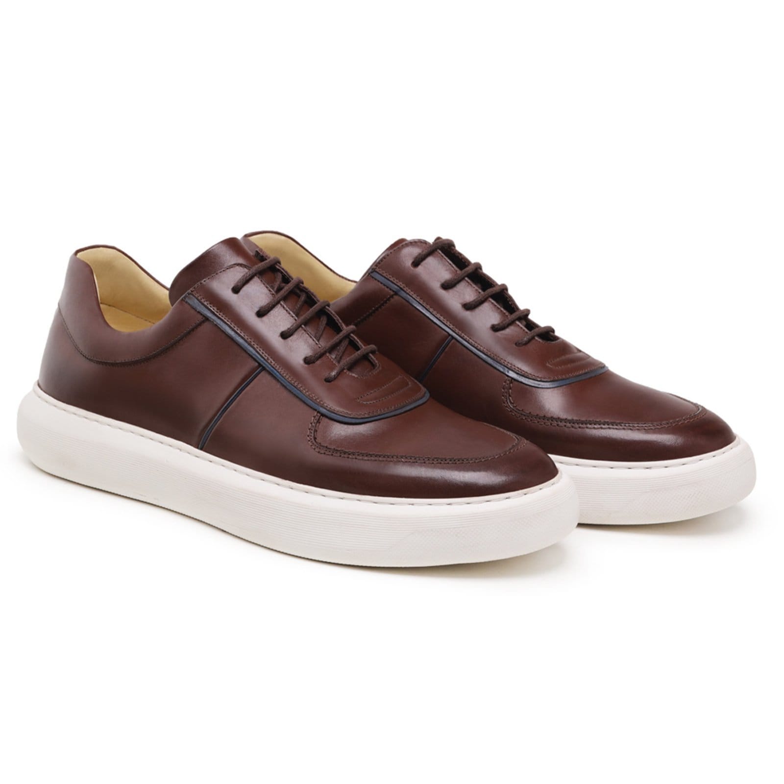 Vista 2 Sapato Masculino Casual Oxford em Couro Paulo Vieira Cor Tabaco Paulo Vieira Homem café