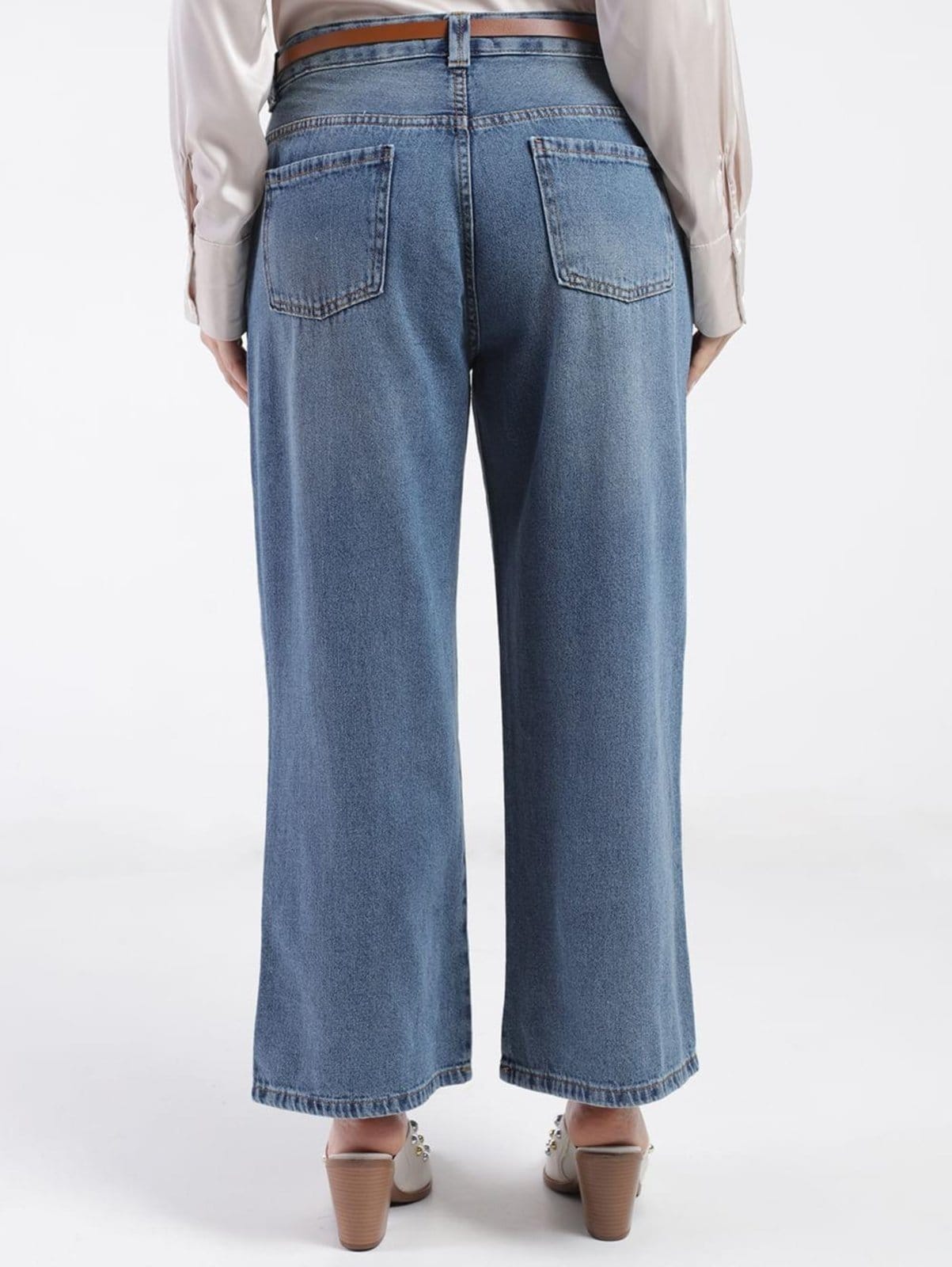 Vista 2 Calça Jeans Wide Cropped Autentique Feminina Autentique azul