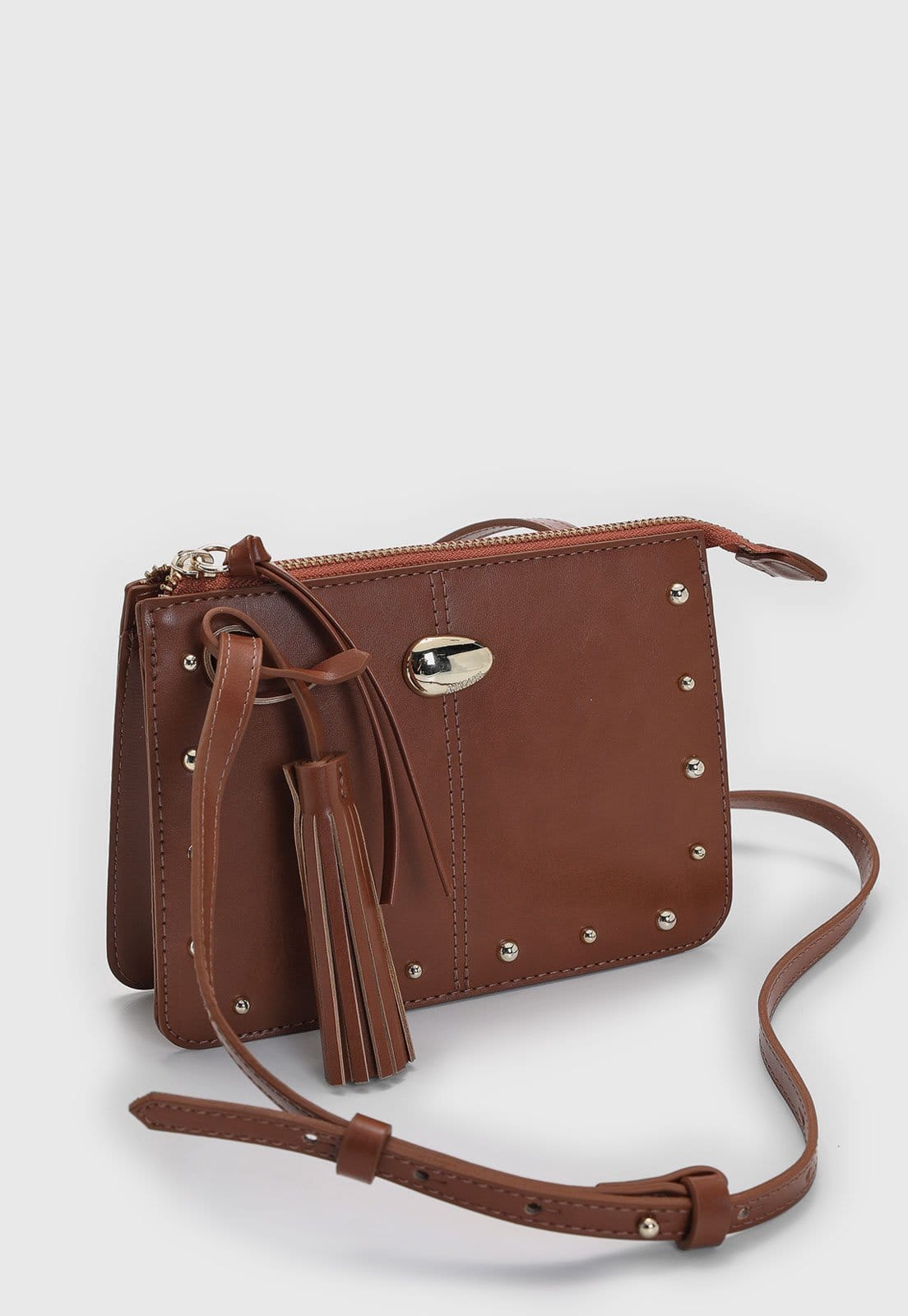 Vista 2 Bolsa Média Feminina Anacapri Tachas Anacapri caramelo
