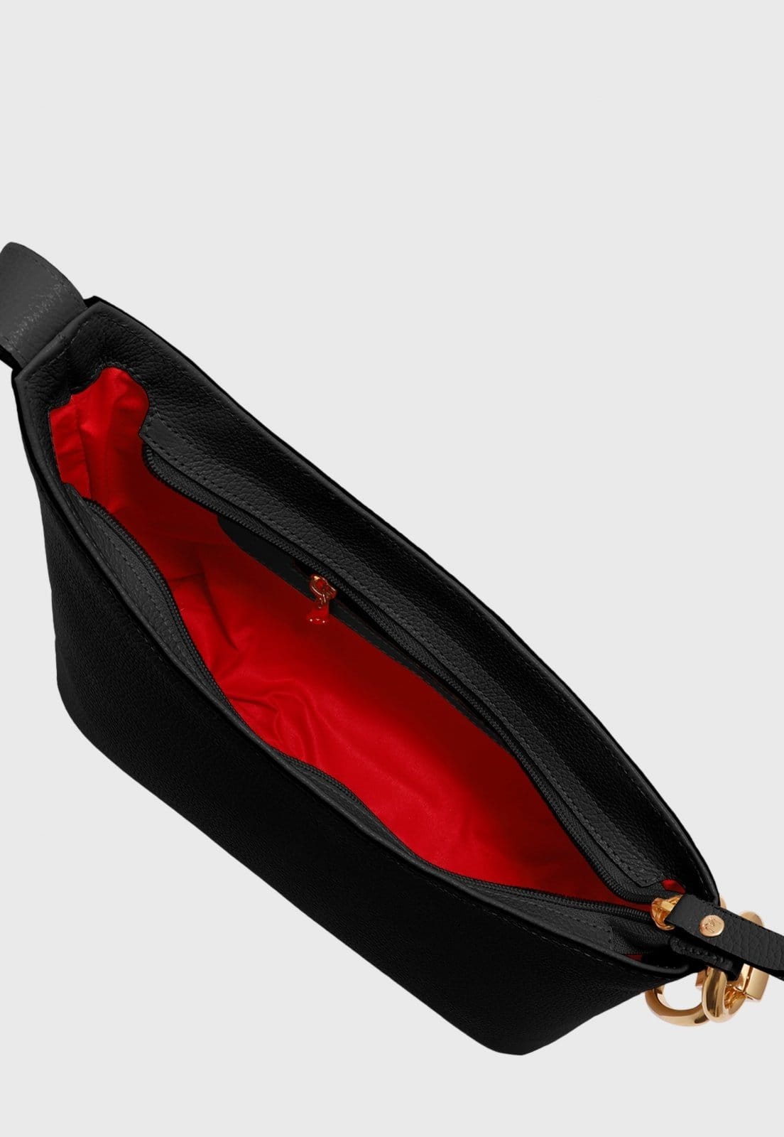 Vista 2 Bolsa Shoulder Couro Mariart Lírio Preta Mariart preto