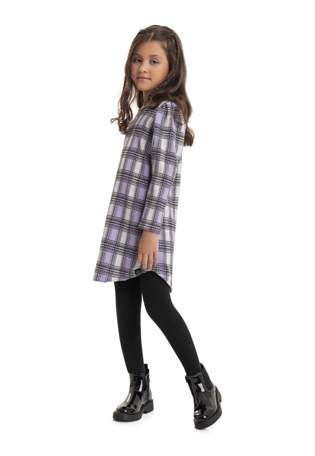 Vista 2 Infantil - Vestido Xadrez Quimby Quimby roxo