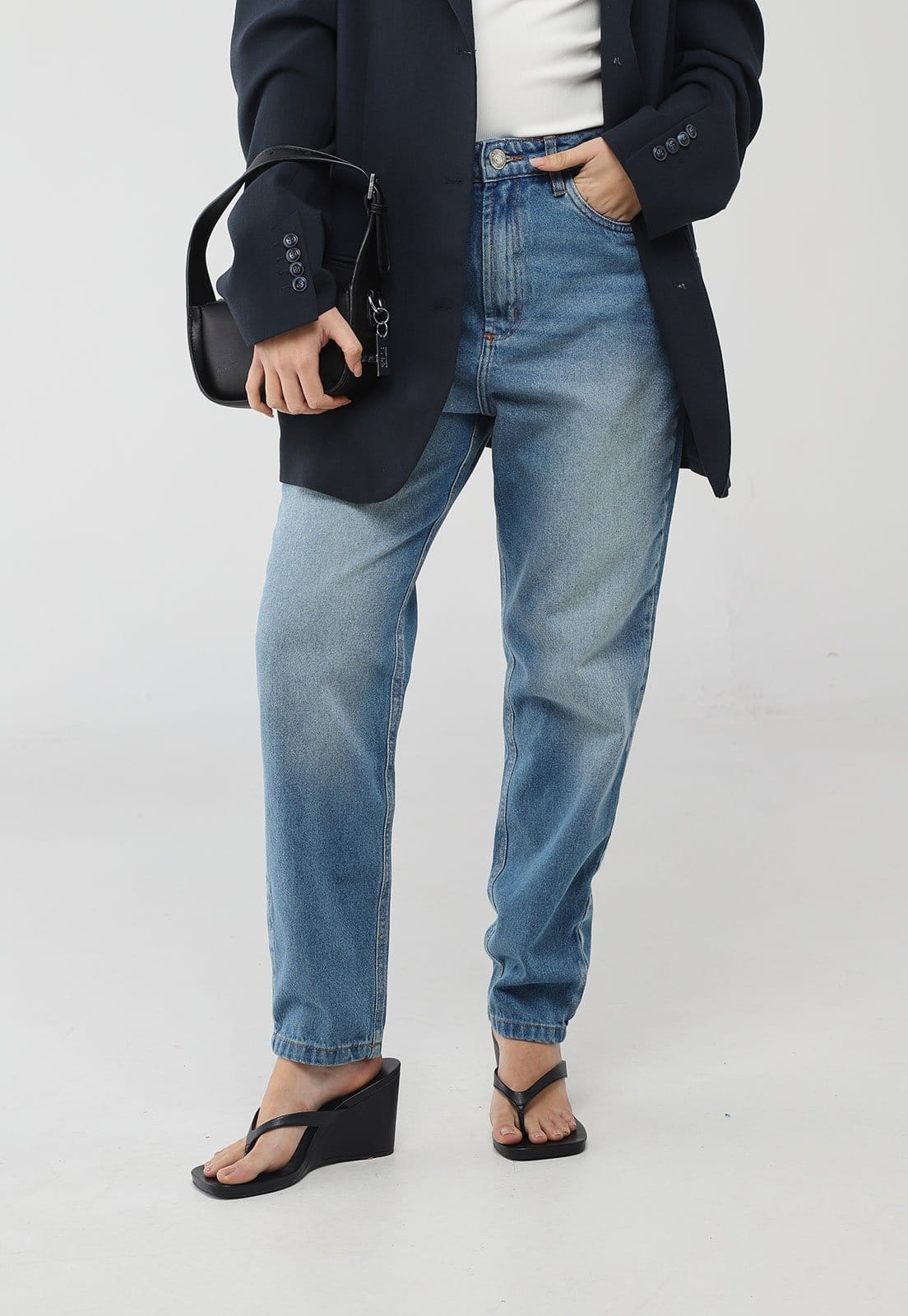 Vista principal Calça Jeans Feminina My Favorite Mom Super High Médio My Favorite azul