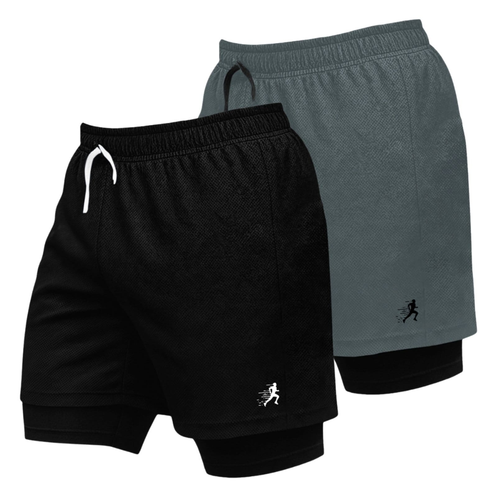 KIT 2 SHORT DRYFIT TERMICO PRETO CORRIDA BRANCO E CHUMBO CORRIDA PRETO