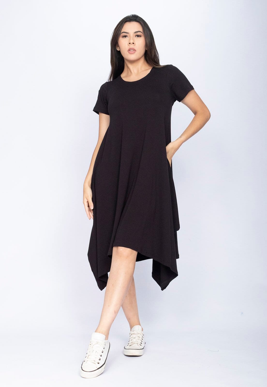 Vista principal Vestido CabanaFree Sarual Manga Curta Malha Cabanafree preto