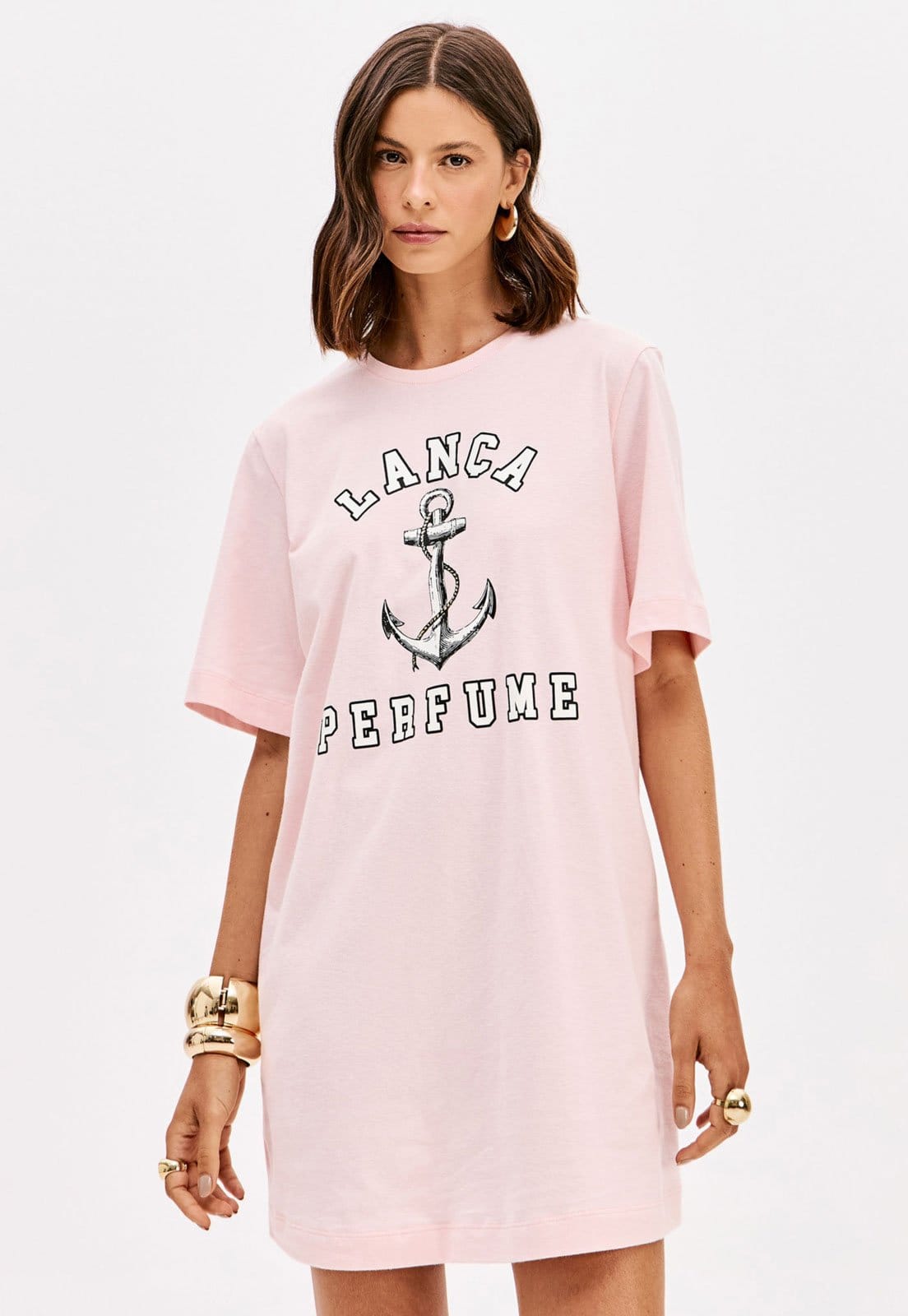 Vista principal Vestido Lança Perfume Curto T Dress Estampado Lança Perfume rosa