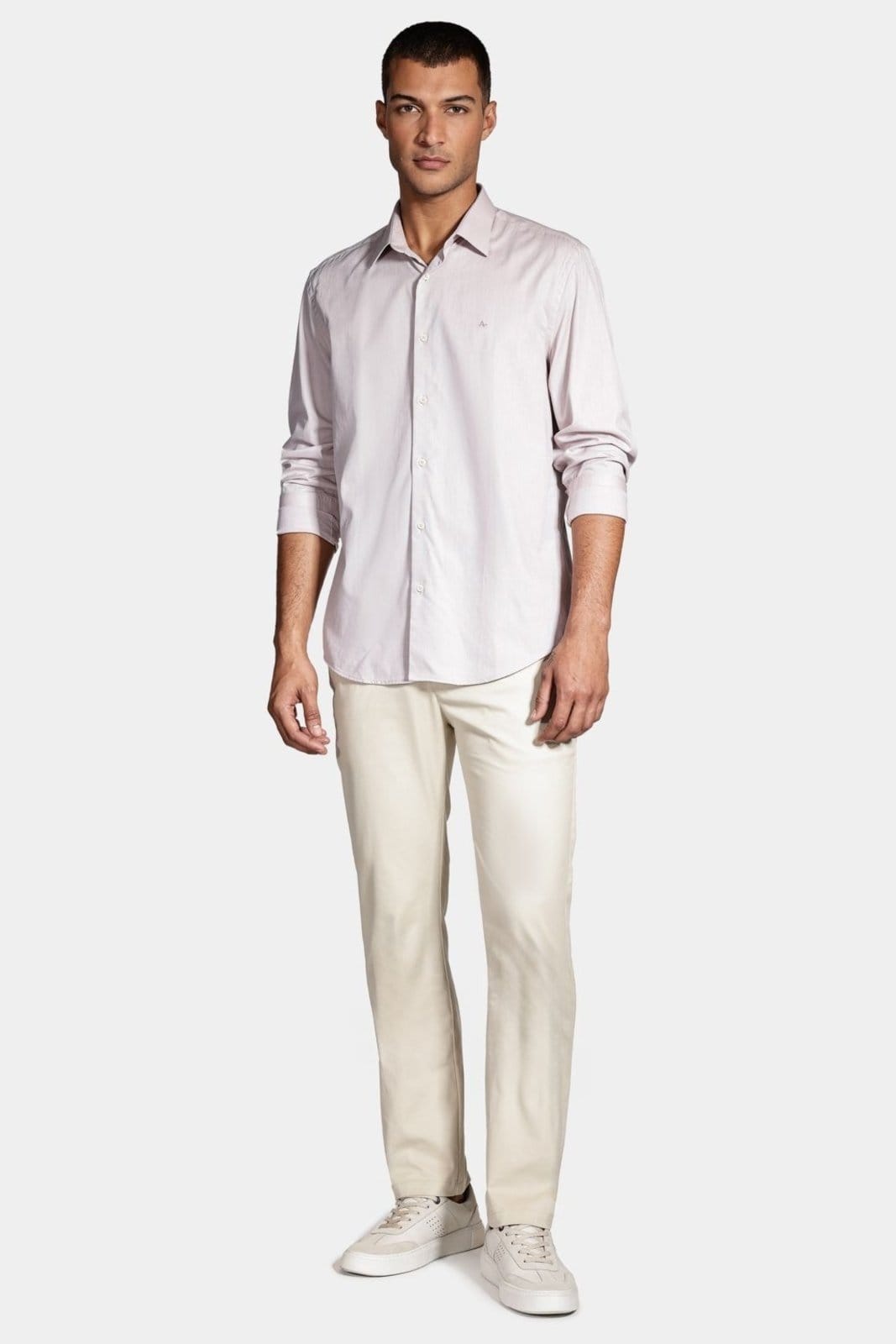 Vista 2 Camisa Aramis Manga Longa Regular Algodão Egípcio Cáqui Aramis bege