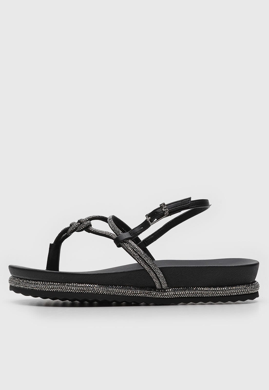 Rasteira Flat Via Marte Hotfix Preta