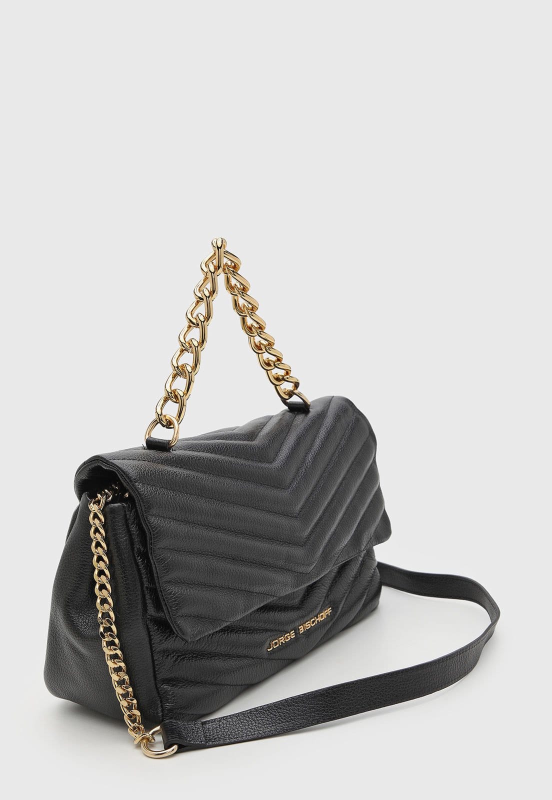 Vista 2 Bolsa Feminina Jorge Bischoff Matelassê Preta Jorge Bischoff preto