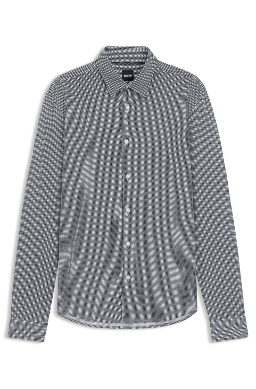 Camisa Slim Fit Em Tecido Flexível Com Padrão