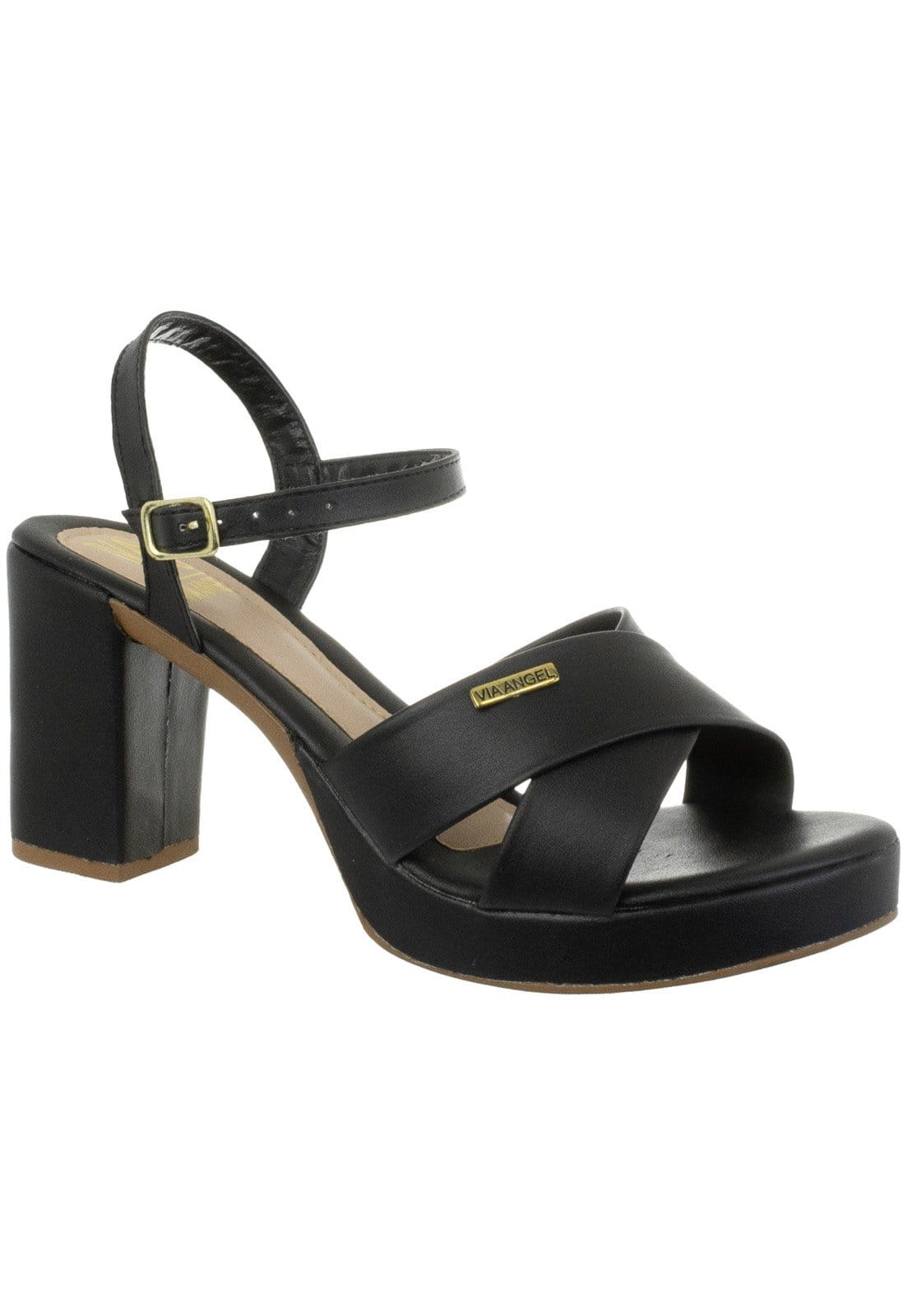 Sandália Feminina Salto Alto Meia Pata Plataforma Confortável Via Angel 7101