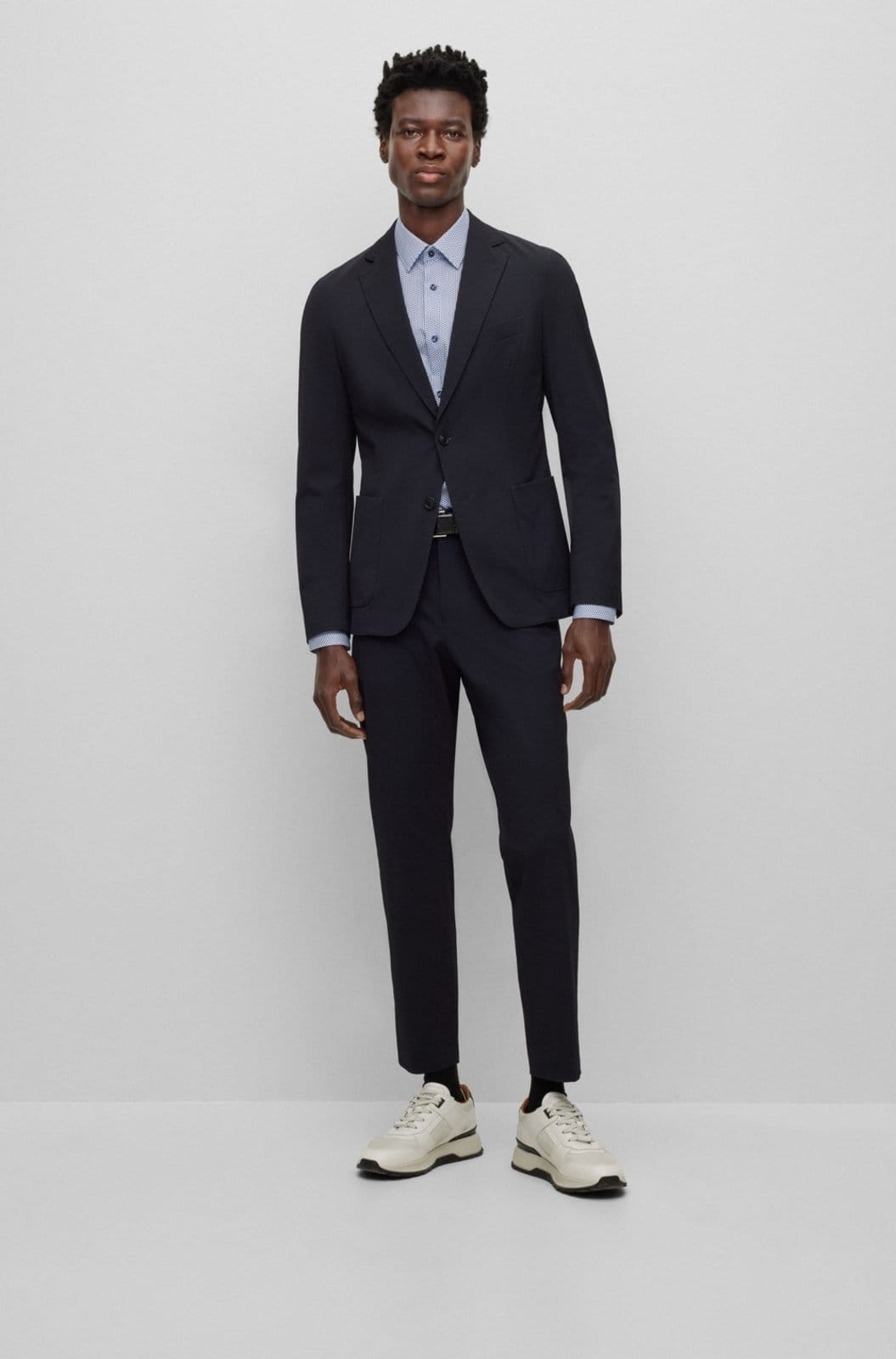 Camisa De Ajuste Fino Em Algodão Orgânico Estampado Com Stretch Claro - 37 - 2