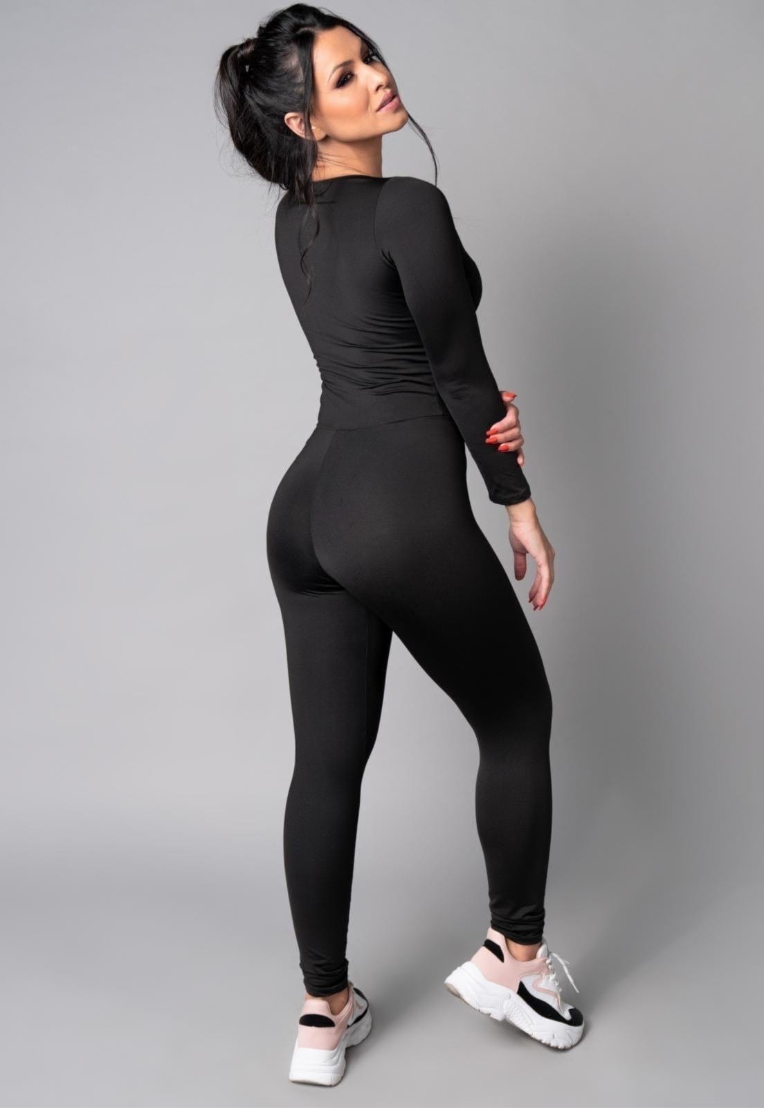 Vista 2 Macacão Longo MVB Modas Manga 3/4 Costa Fechada Suplex Liso Amazonia Mvb Modas azul/estampado/multicolorido/verde