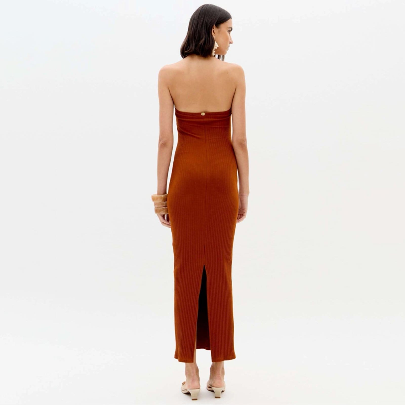 Vista 2 Vestido Super Midi Lança Perfume Frente Ve26 Feminino Lança Perfume marrom