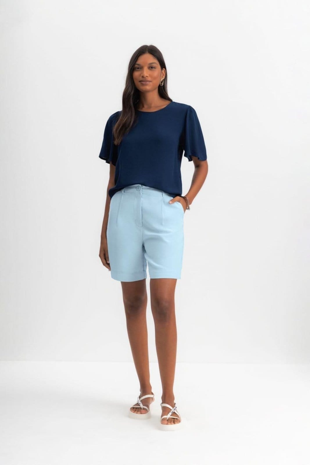 Vista 2 Blusa feminina em viscose Essendi ESCURO Essendi azul