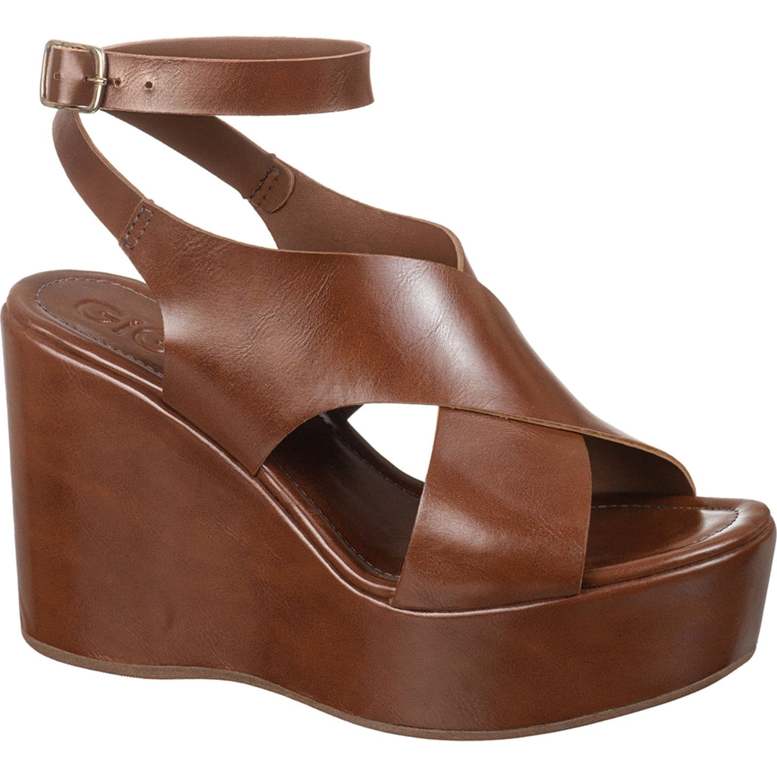 Sandália Feminina GiGiL Salto Alto Plataforma Tiras Largas Cruzadas Estilosa Confortável