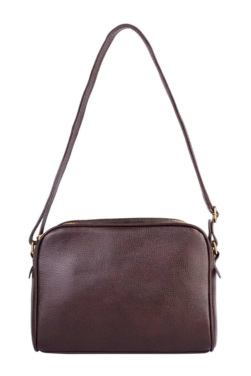 Bolsa quadrada de couro liso Daiana - Café