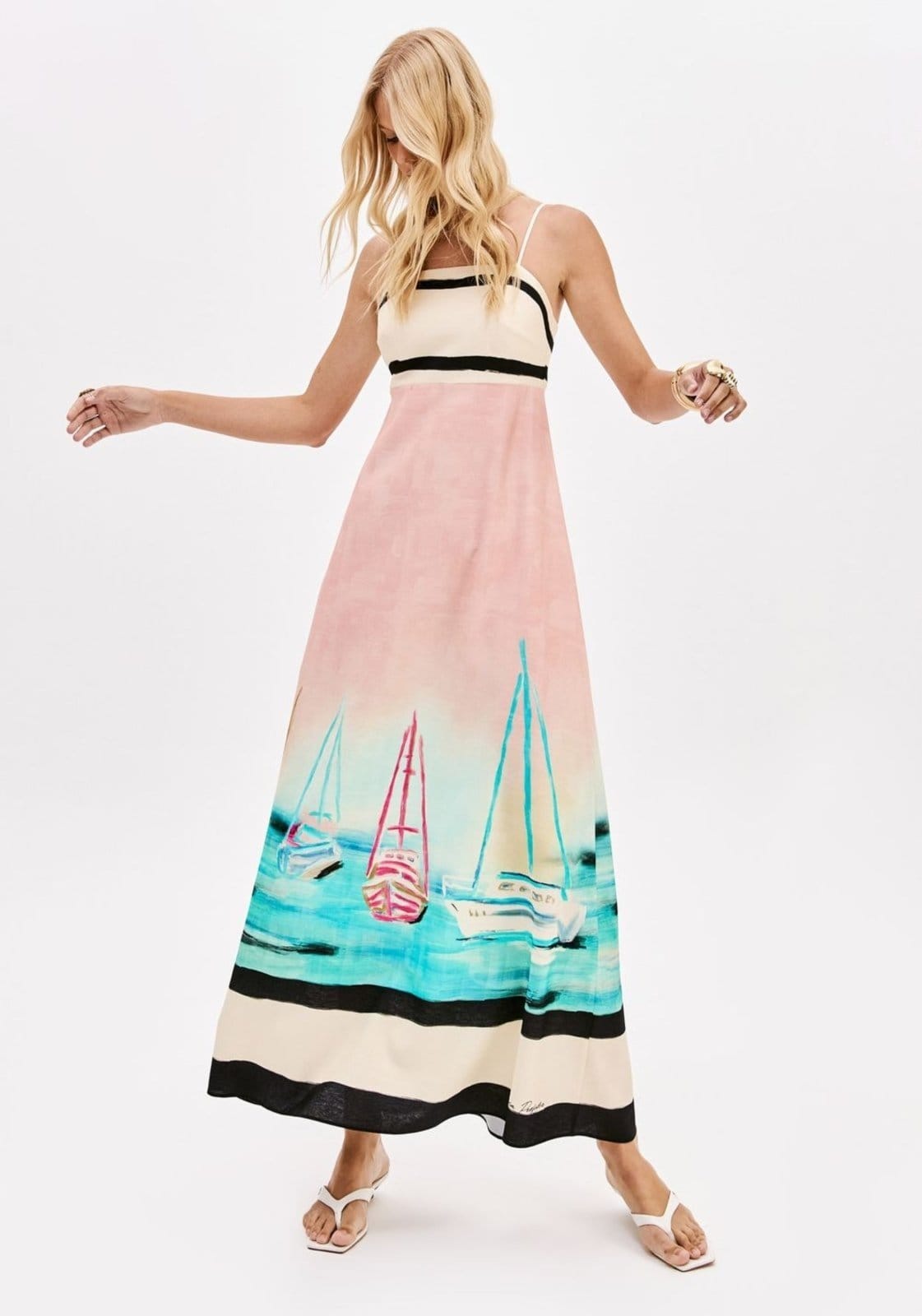 Vista 2 Vestido Super Midi Estampado De Alças Lança Perfume rosa