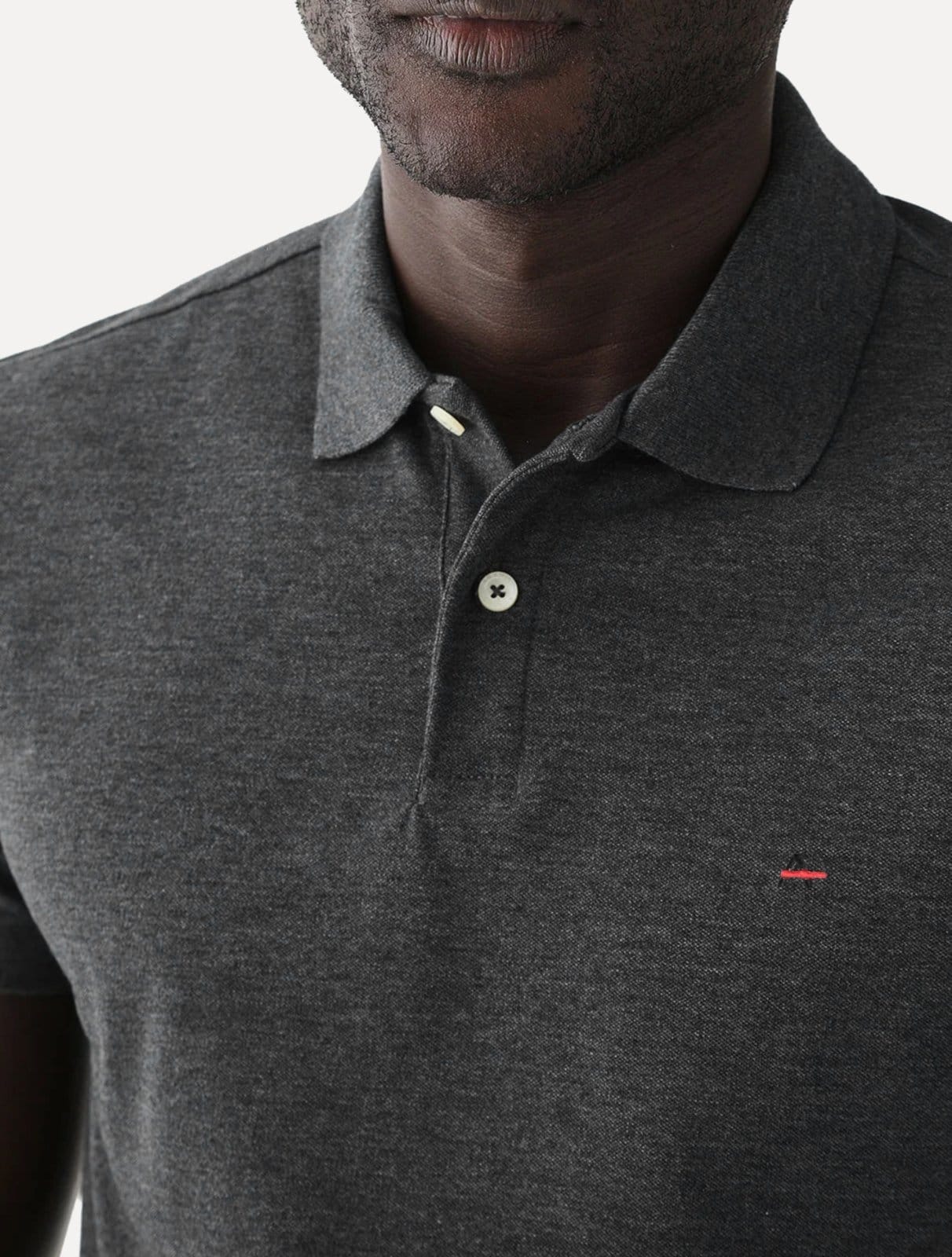 Vista 2 Polo Aramis Masculina Basic Piquet Dark Logo Mescla Aramis grafite