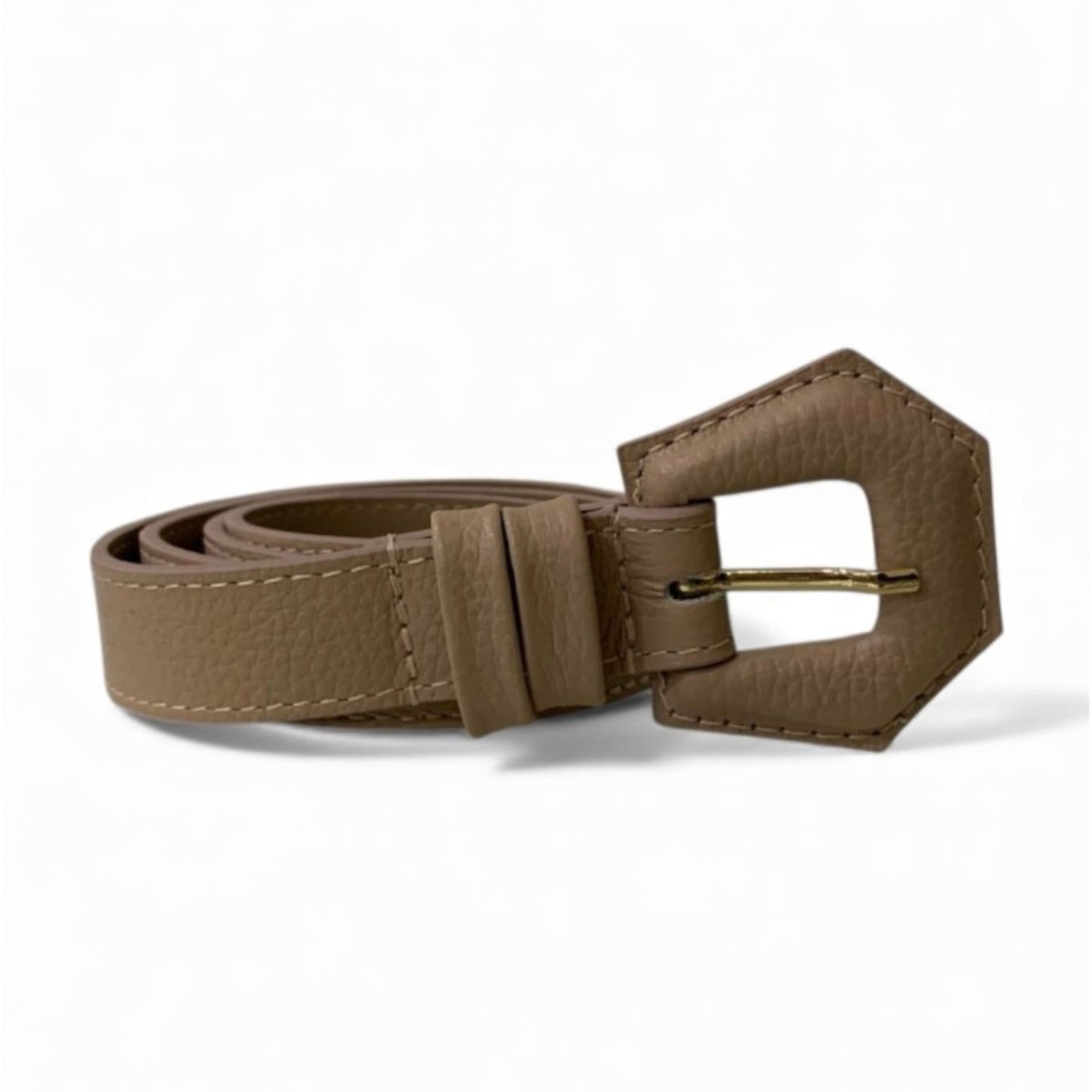 Vista principal Cinto Fino Feminino em Couro Fivela Encapada 025 Mariart nude