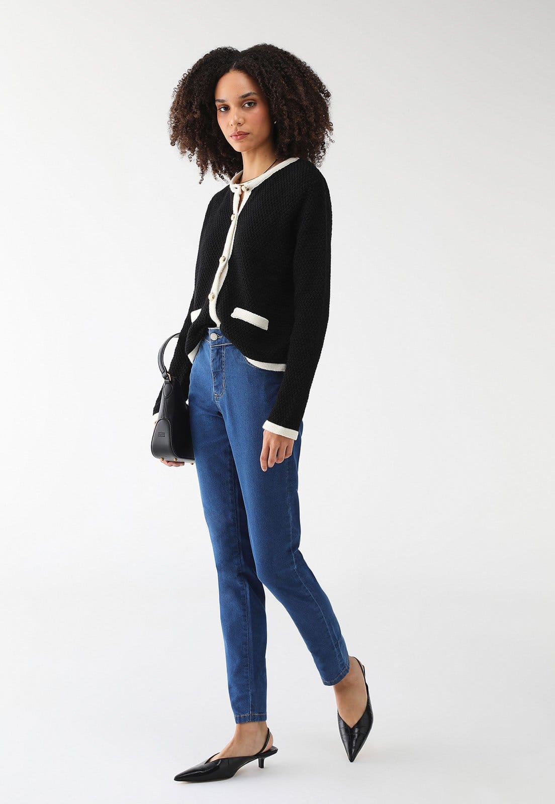 Vista 2 Calça Jeans Morena Rosa Skinny Viés Azul Morena Rosa azul rosa