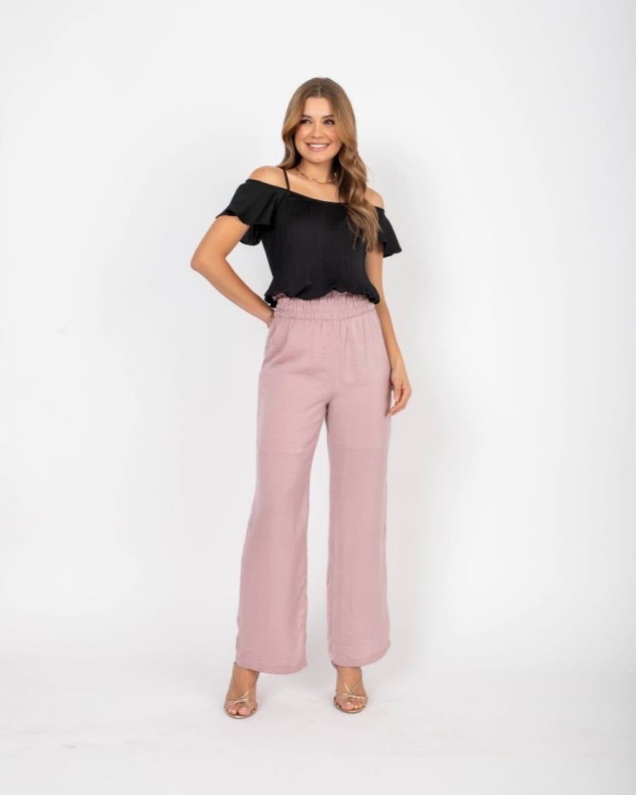 Calça Pantalona Acetinada Rose