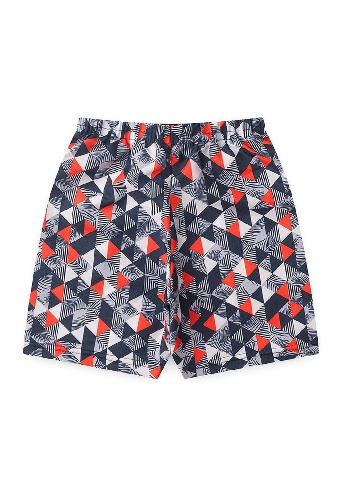 Vista 2 Infantil - Bermuda Tactel Geométrico VIDA COSTEIRA vermelho