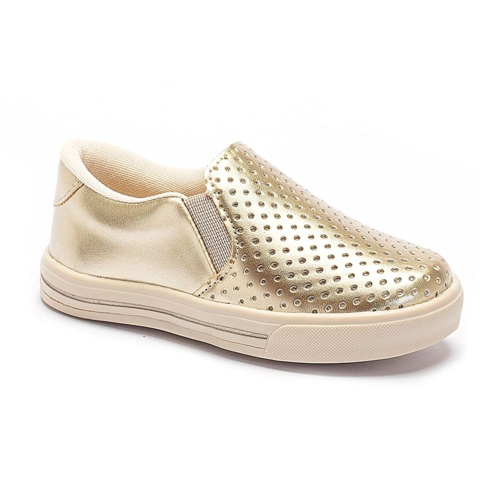 Vista 2 Infantil - Tênis Feminino Slip On Metalizado Pequito dourado