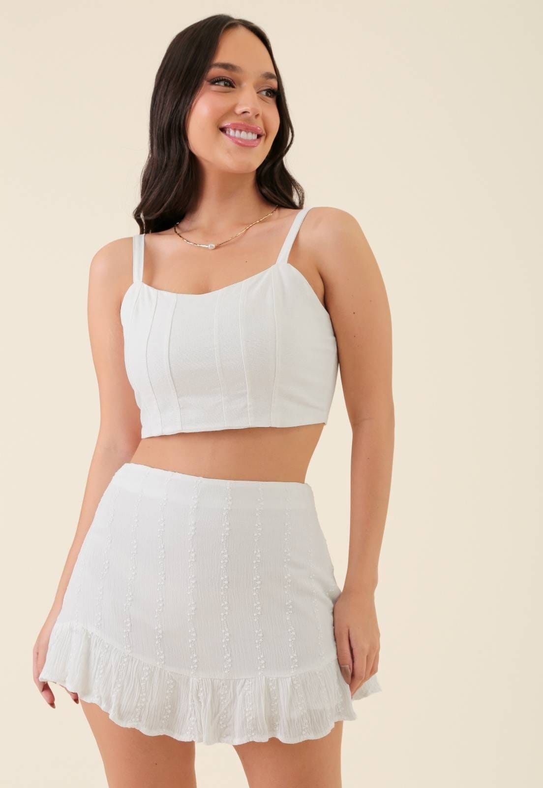 Vista 2 Short Saia Pop Me Em Algodão Texturizado Com Babados Off-White Pop Me off-white white