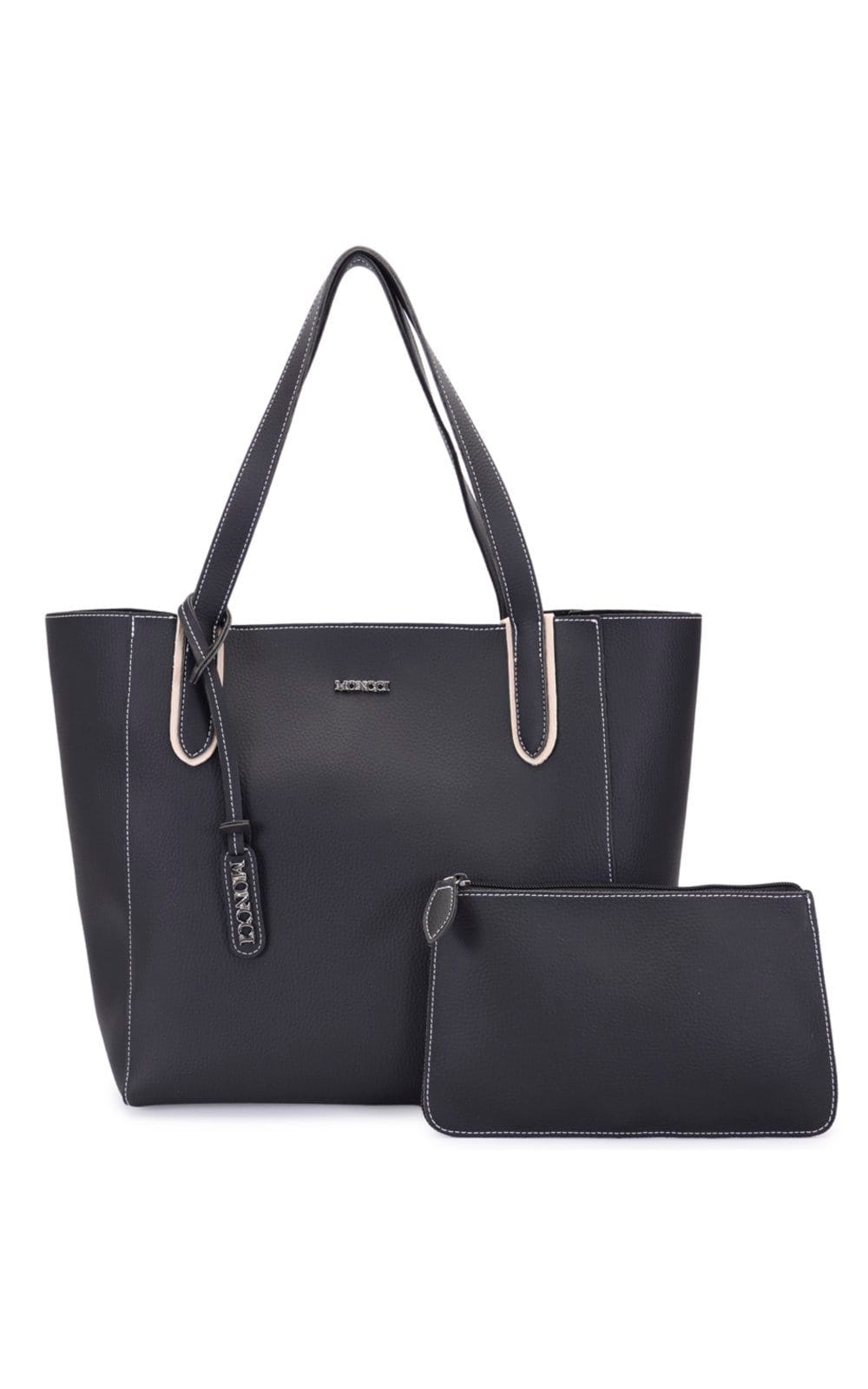 Vista principal Bolsa de Ombro Grande Moncci Fechamento de zíper com Detalhes Branco MONCCI multicolorido/preto