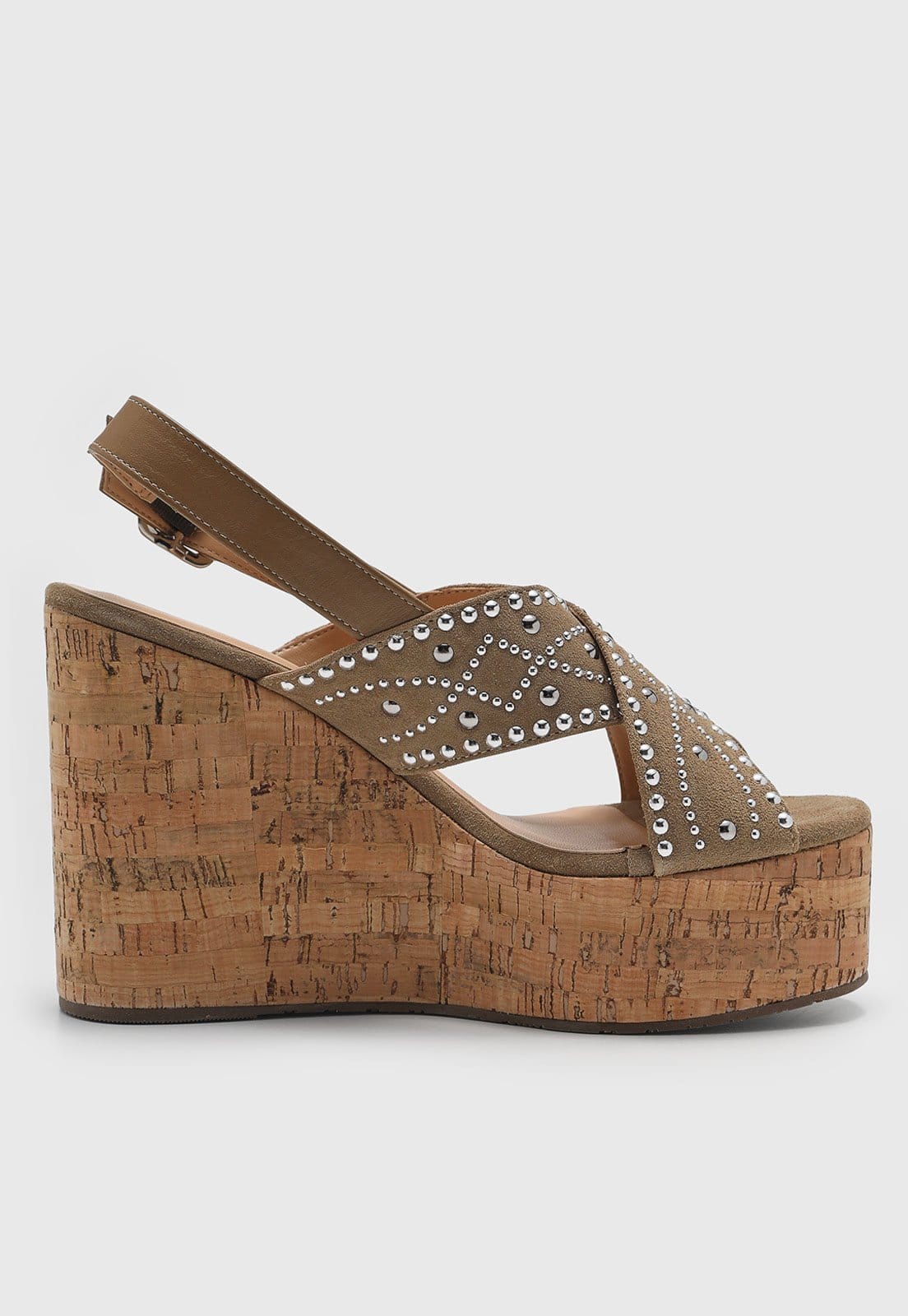 Vista 2 Sandália Feminina Luiza Barcelos Salto Anabela Cortiça Luiza Barcelos marrom